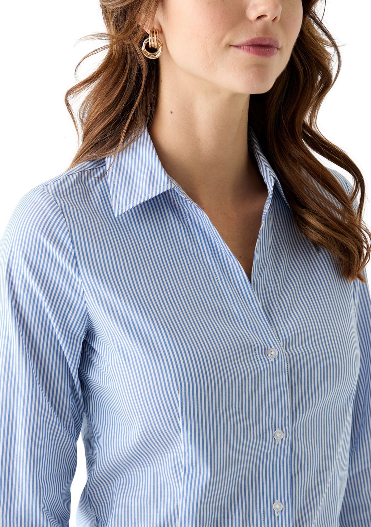 Womens Stripe Button Front Shirt