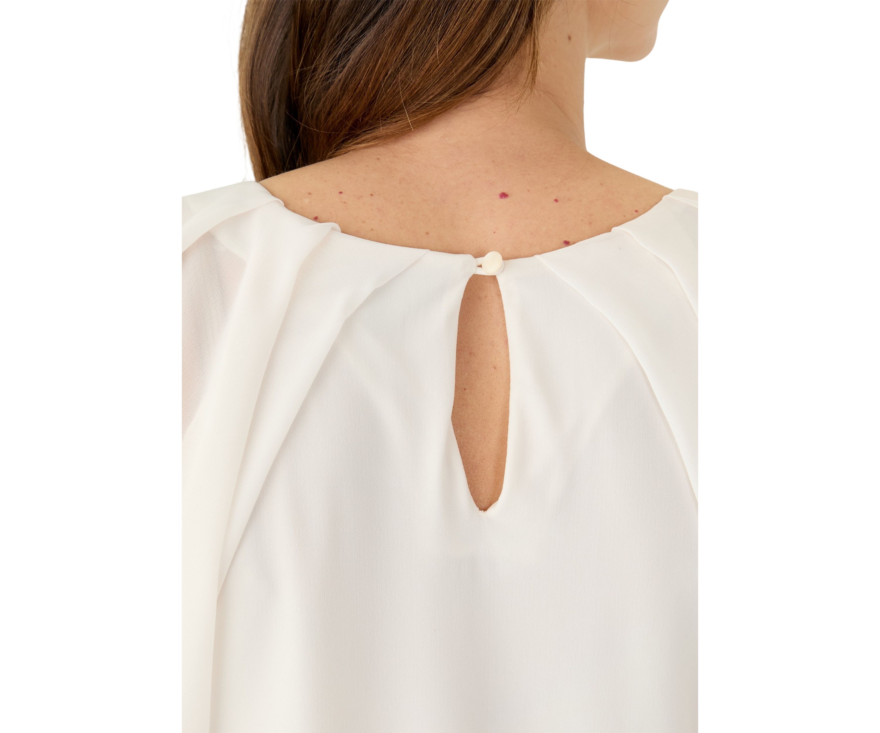 Womens Mixed Media Flutter Sleeve Knit Top