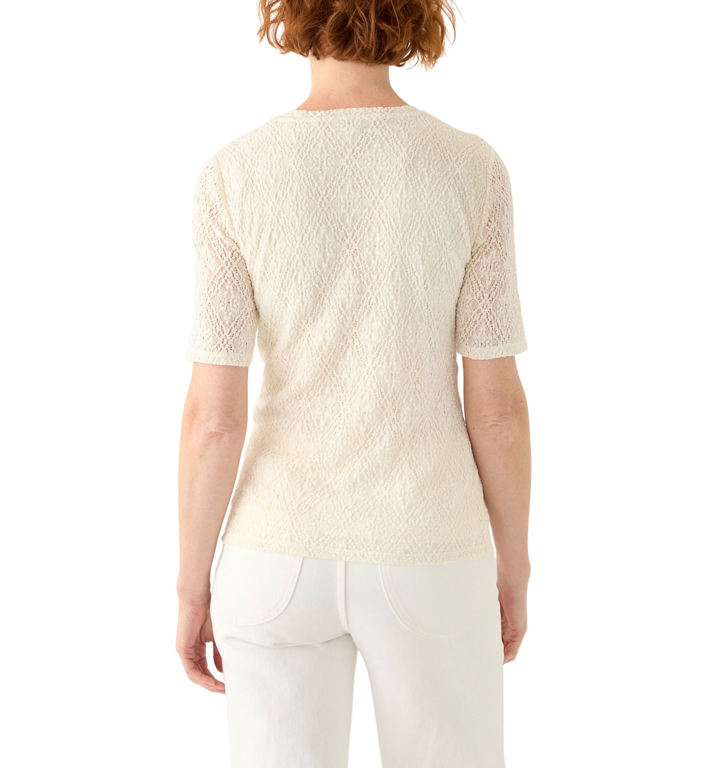 Womens Lace Sleeve Knit T-Shirt