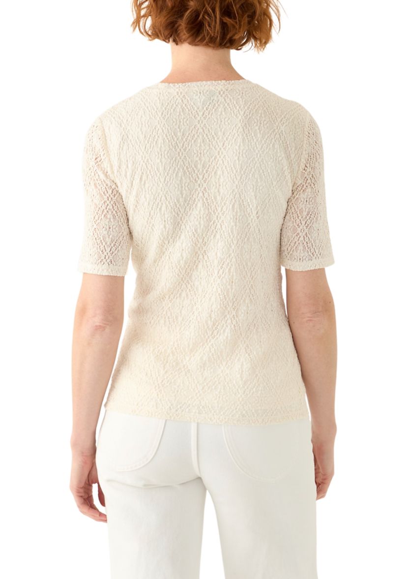 Womens Lace Sleeve Knit T-Shirt