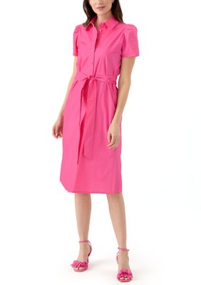 THE LIMITED Women's Puff Sleeve Midi Shirtdress, Pink, Medium
