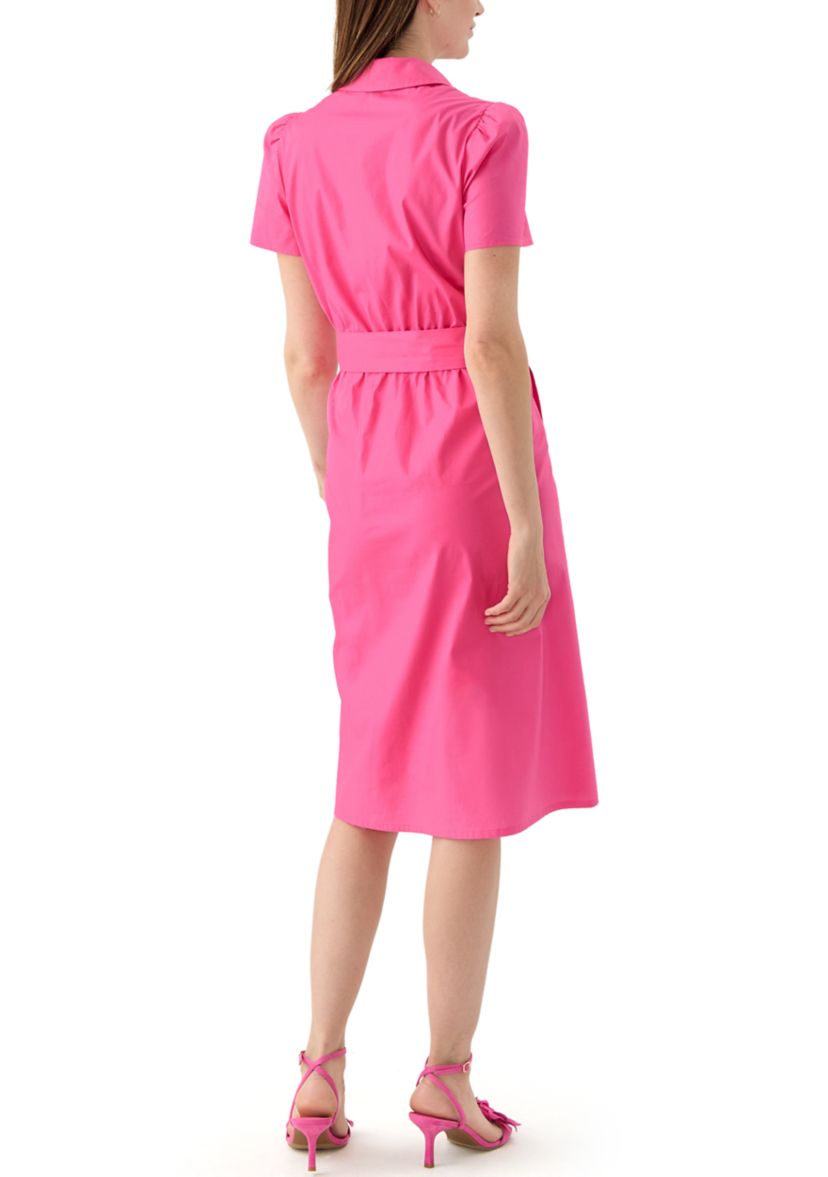 Womens Puff Sleeve Midi Shirtdress