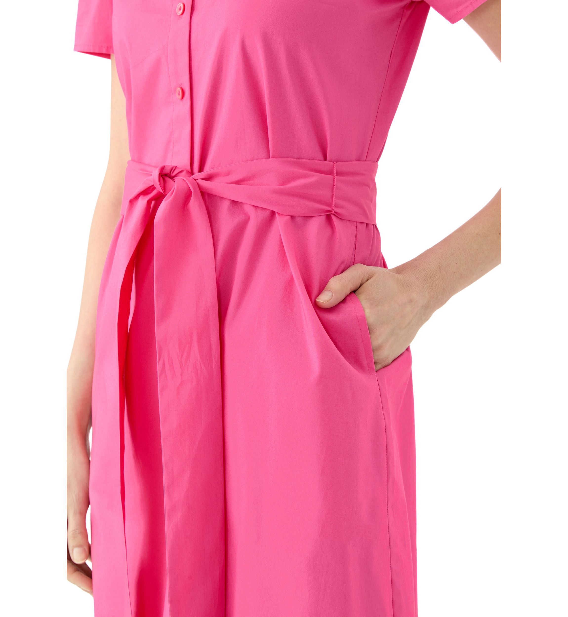 Womens Puff Sleeve Midi Shirtdress