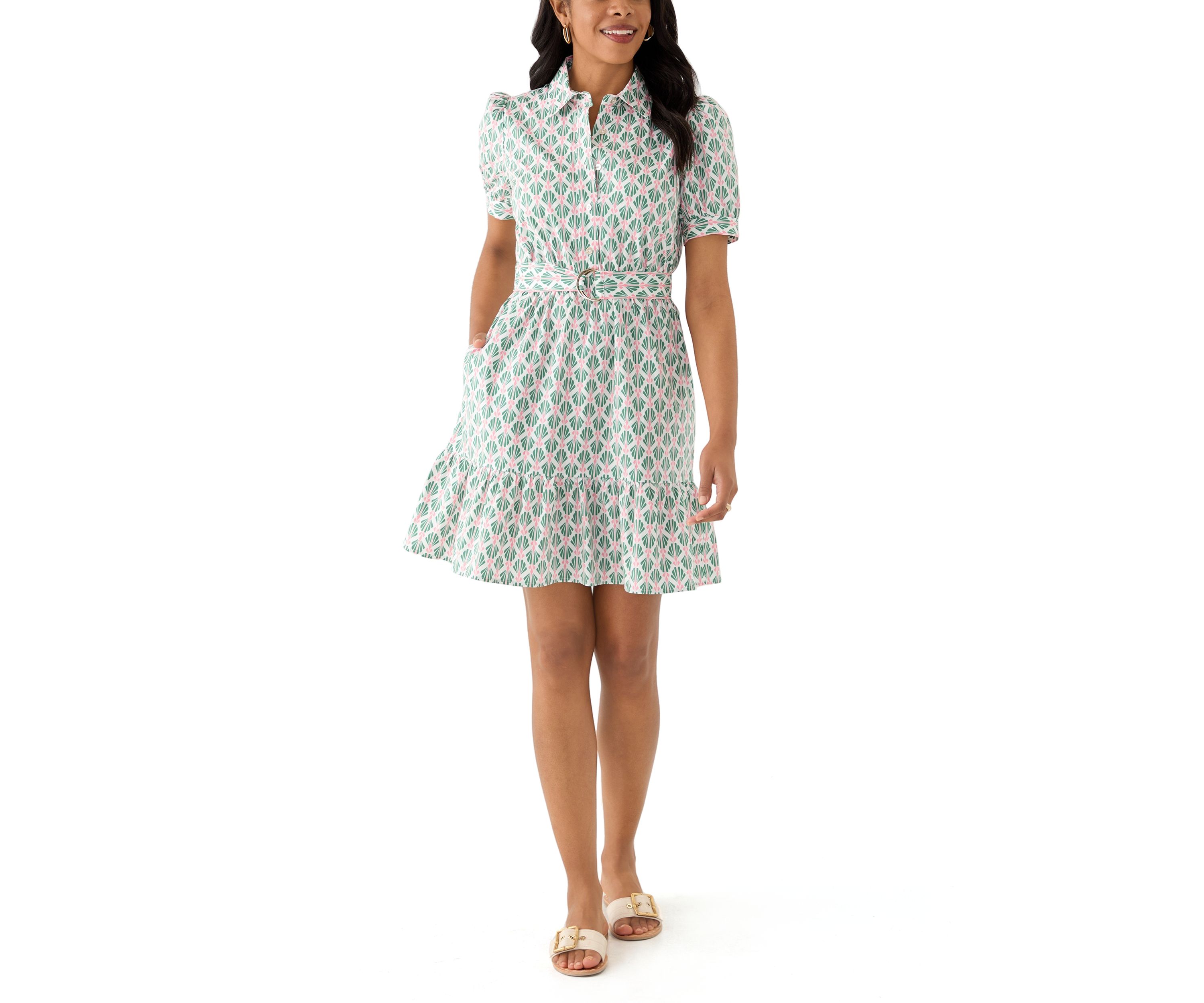 Womens Shell Print Shirt Dress 