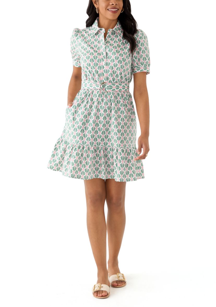 Womens Shell Print Shirt Dress 