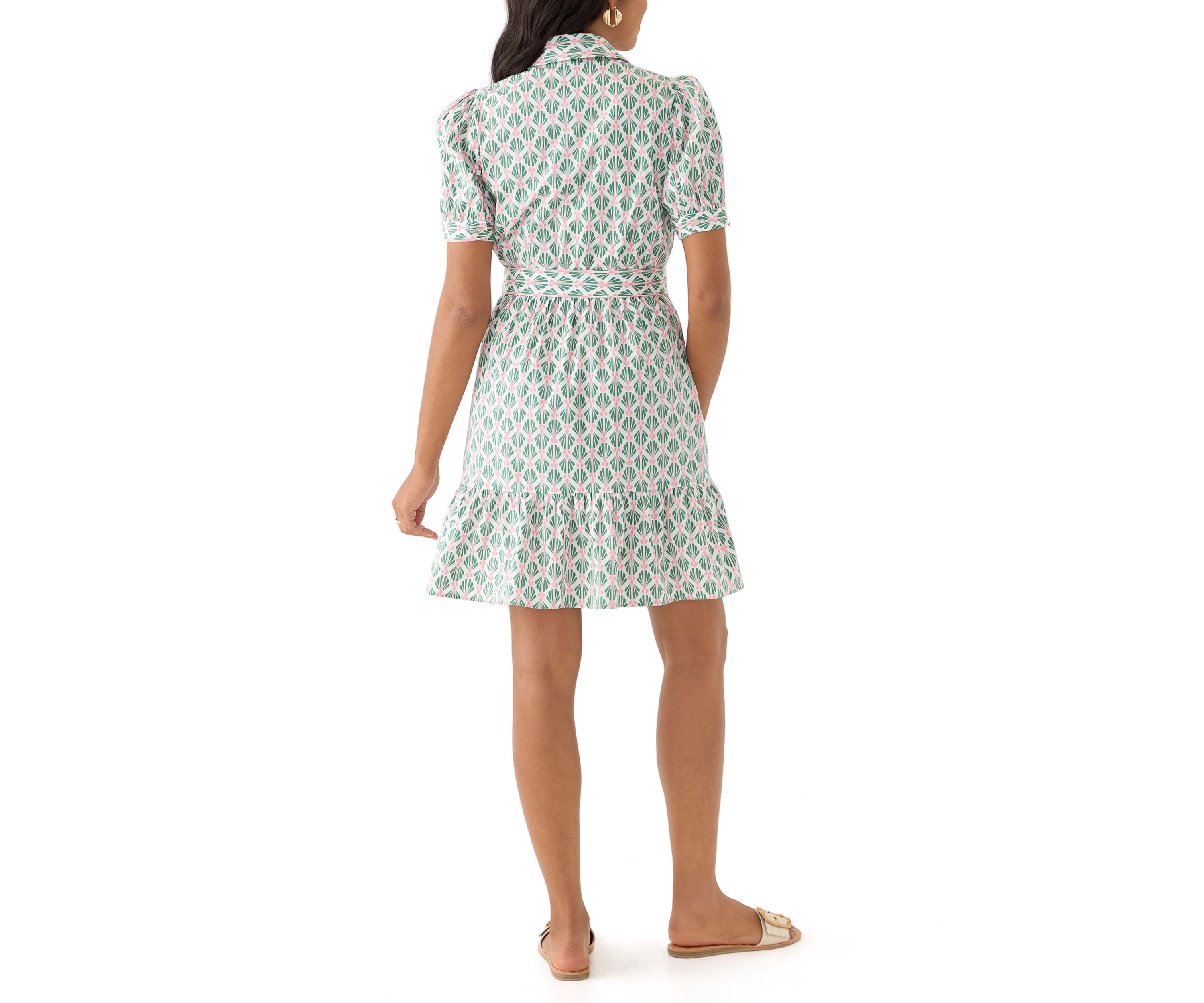 Womens Shell Print Shirt Dress 