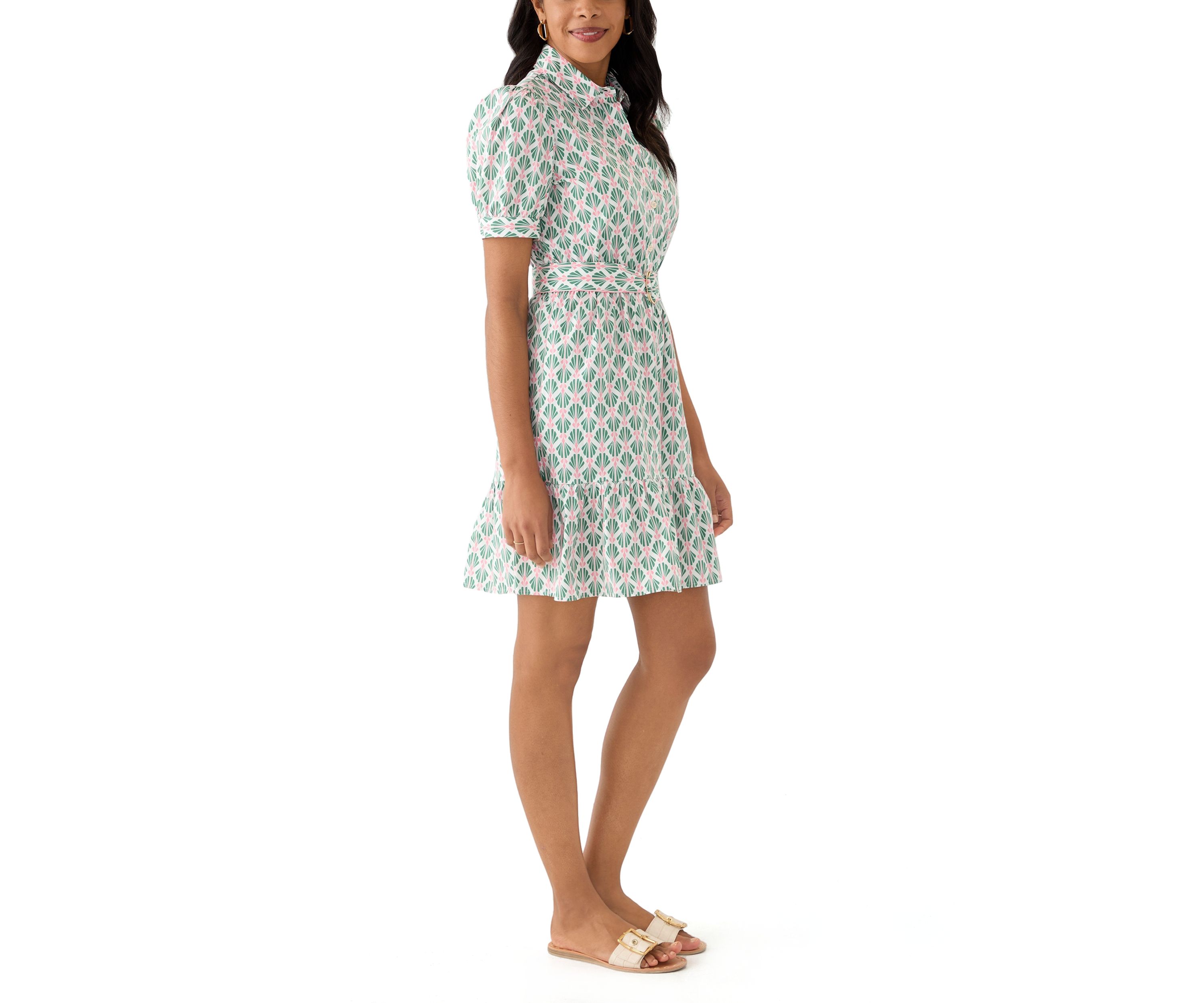 Womens Shell Print Shirt Dress 