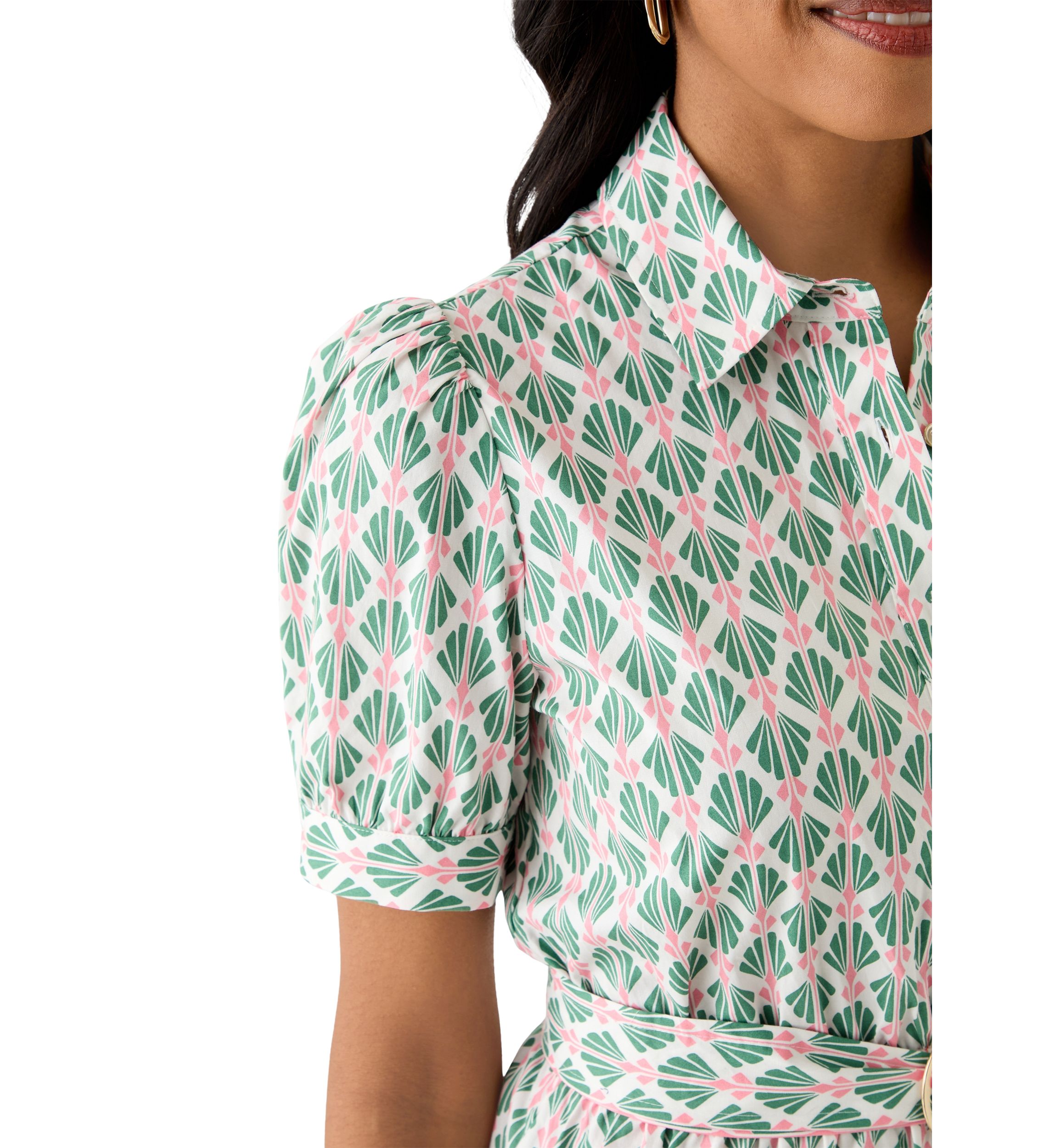Womens Shell Print Shirt Dress 