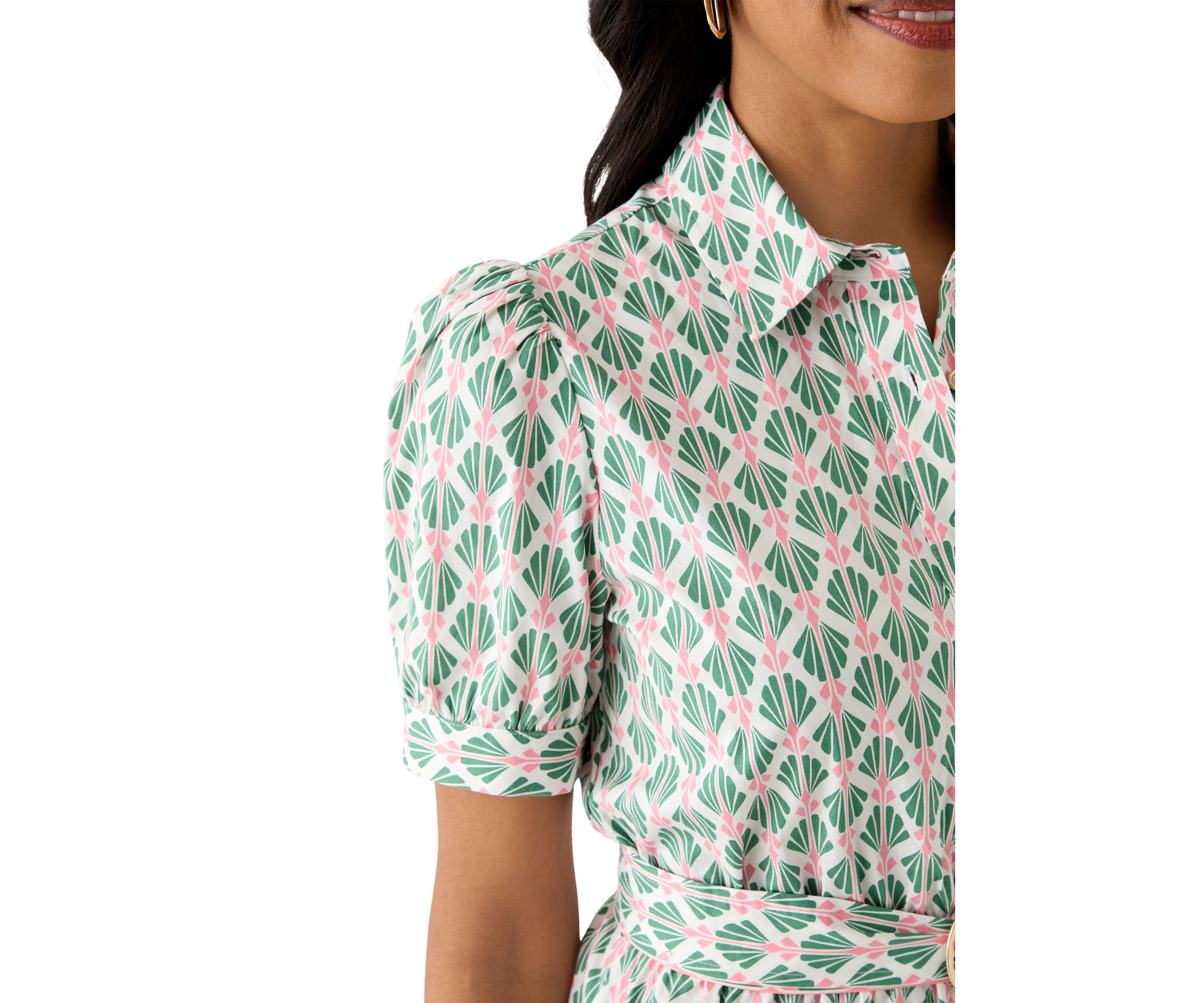 Womens Shell Print Shirt Dress 