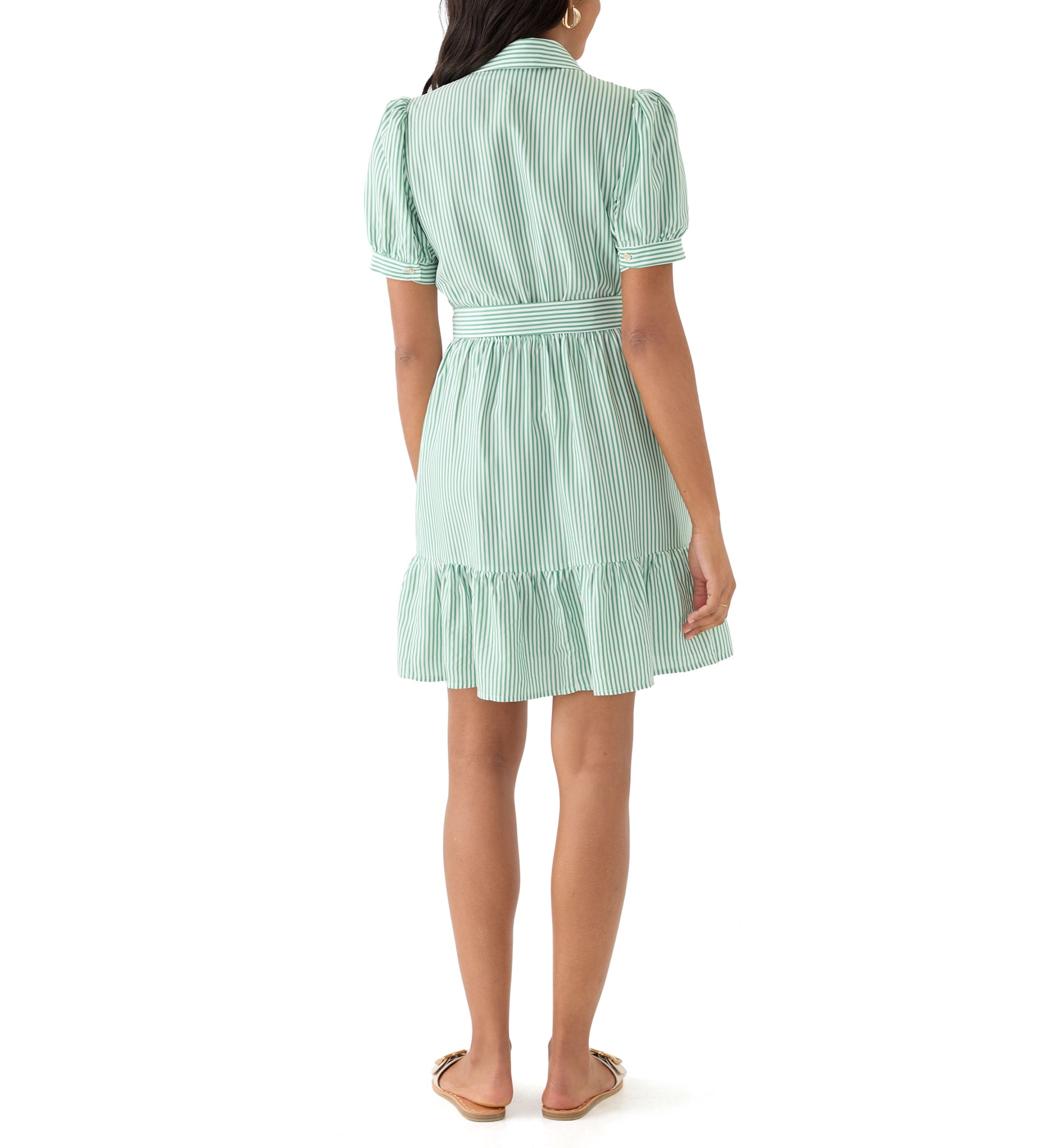 Womens Stripe Puff Shirtdress 