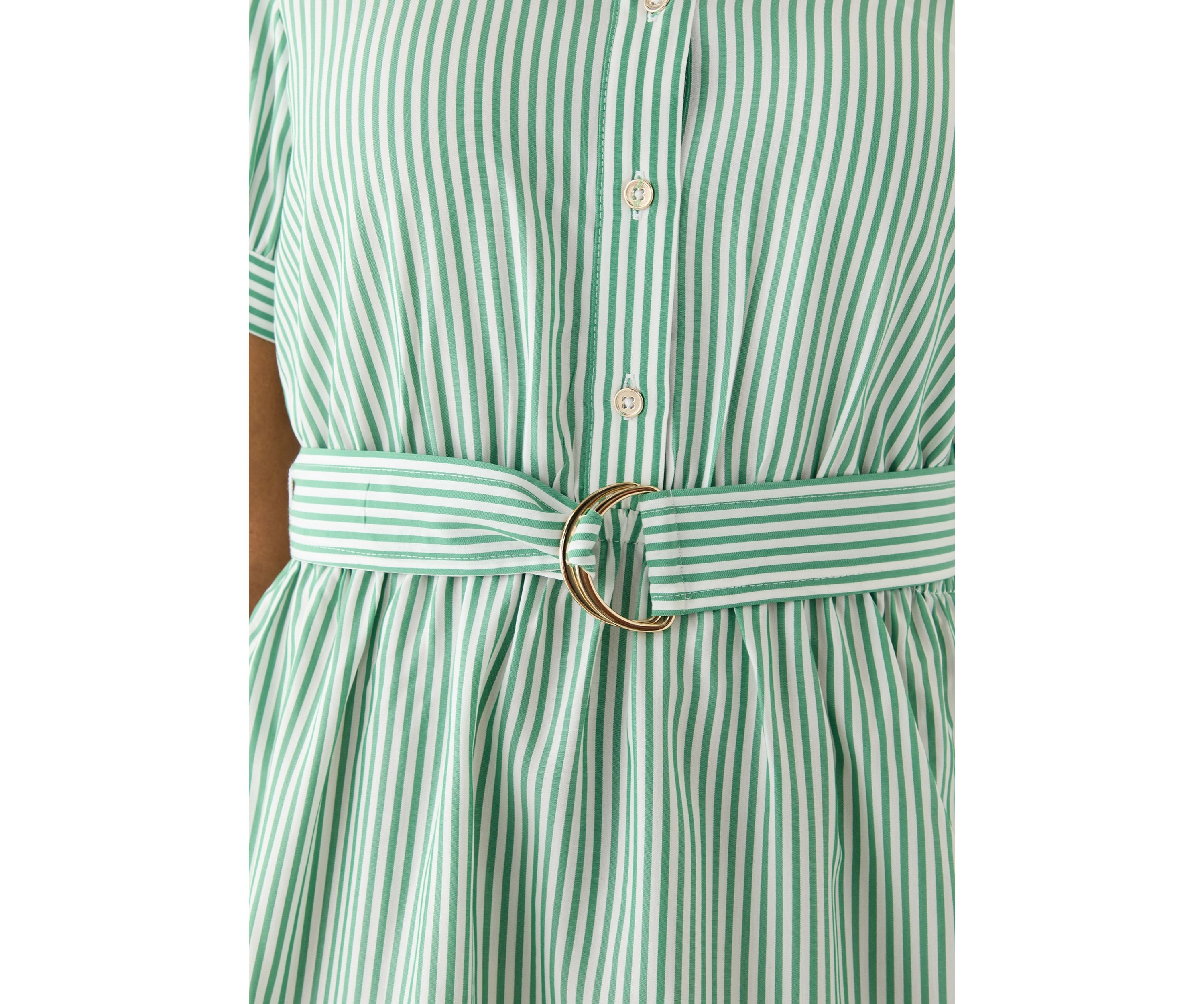 Womens Stripe Puff Shirtdress 