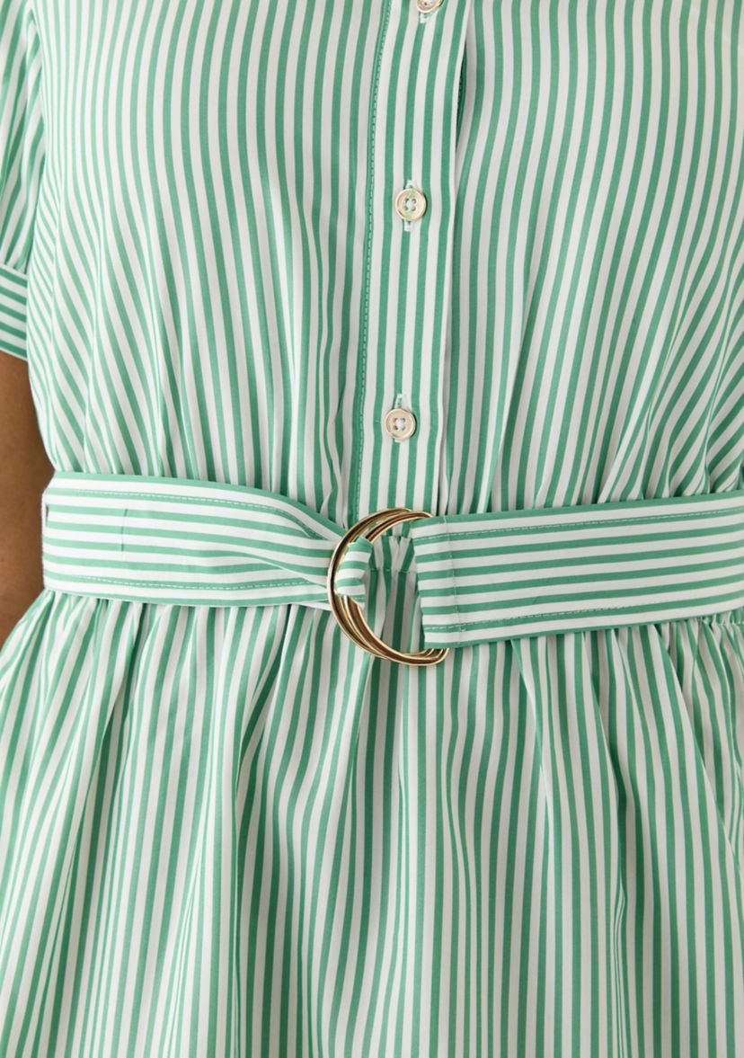 Womens Stripe Puff Shirtdress 
