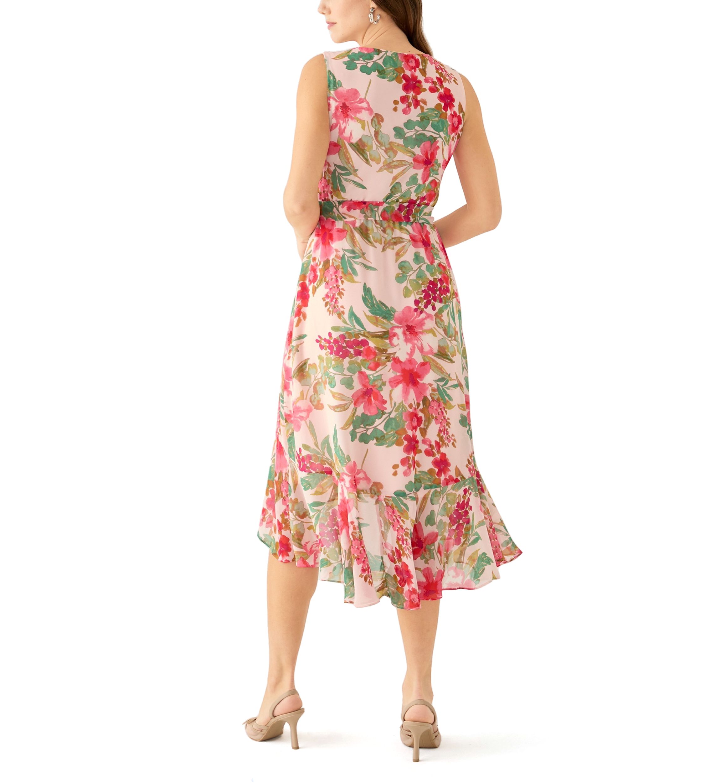 Womens Floral Print High Low Dress 