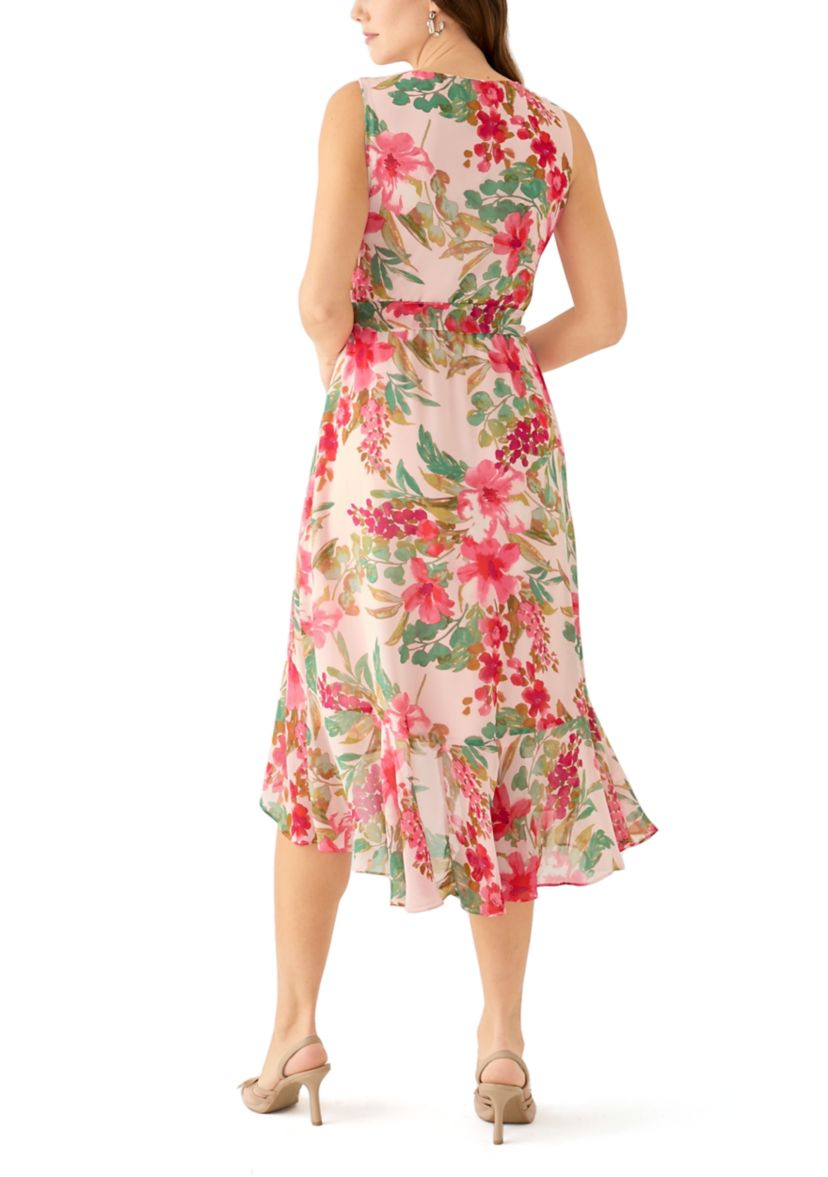 Womens Floral Print High Low Dress 