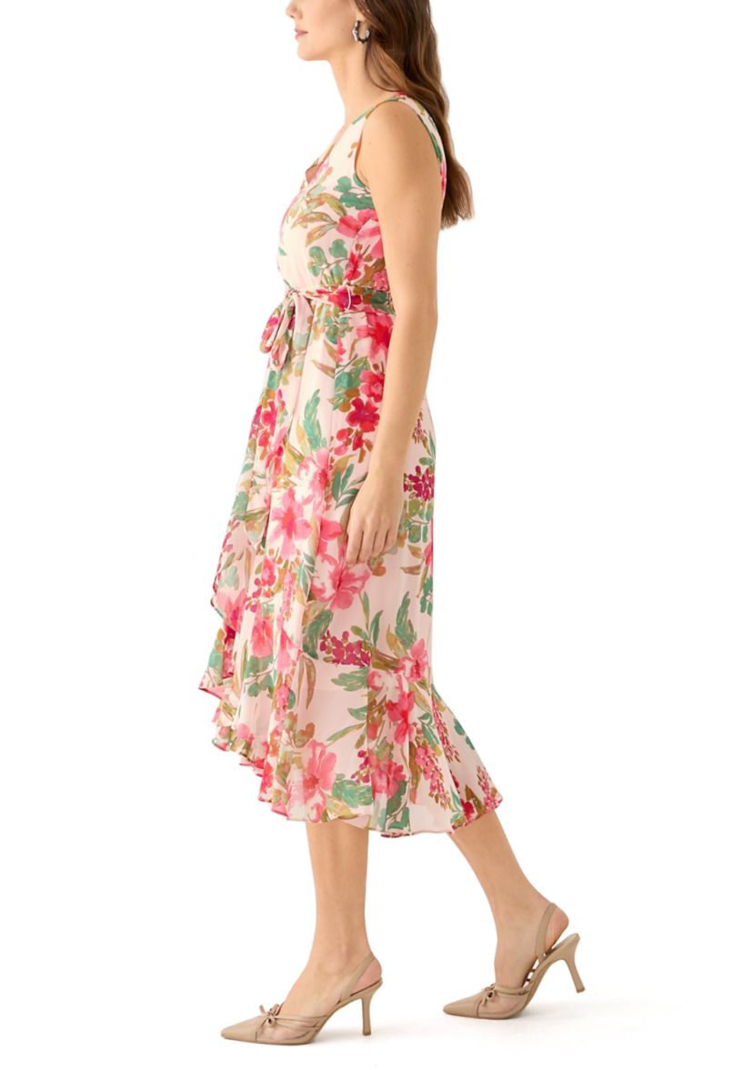 Womens Floral Print High Low Dress 
