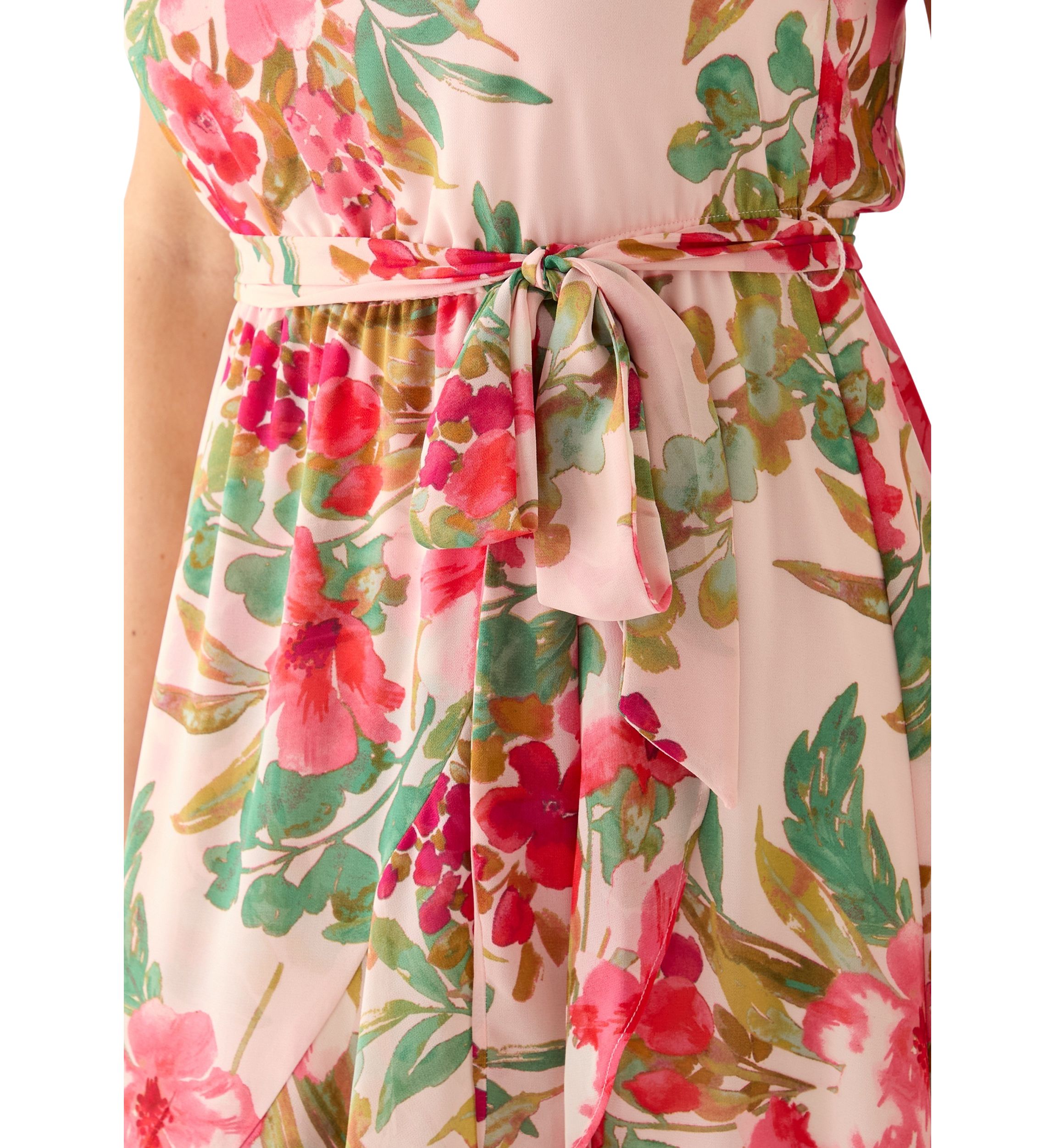 Womens Floral Print High Low Dress 