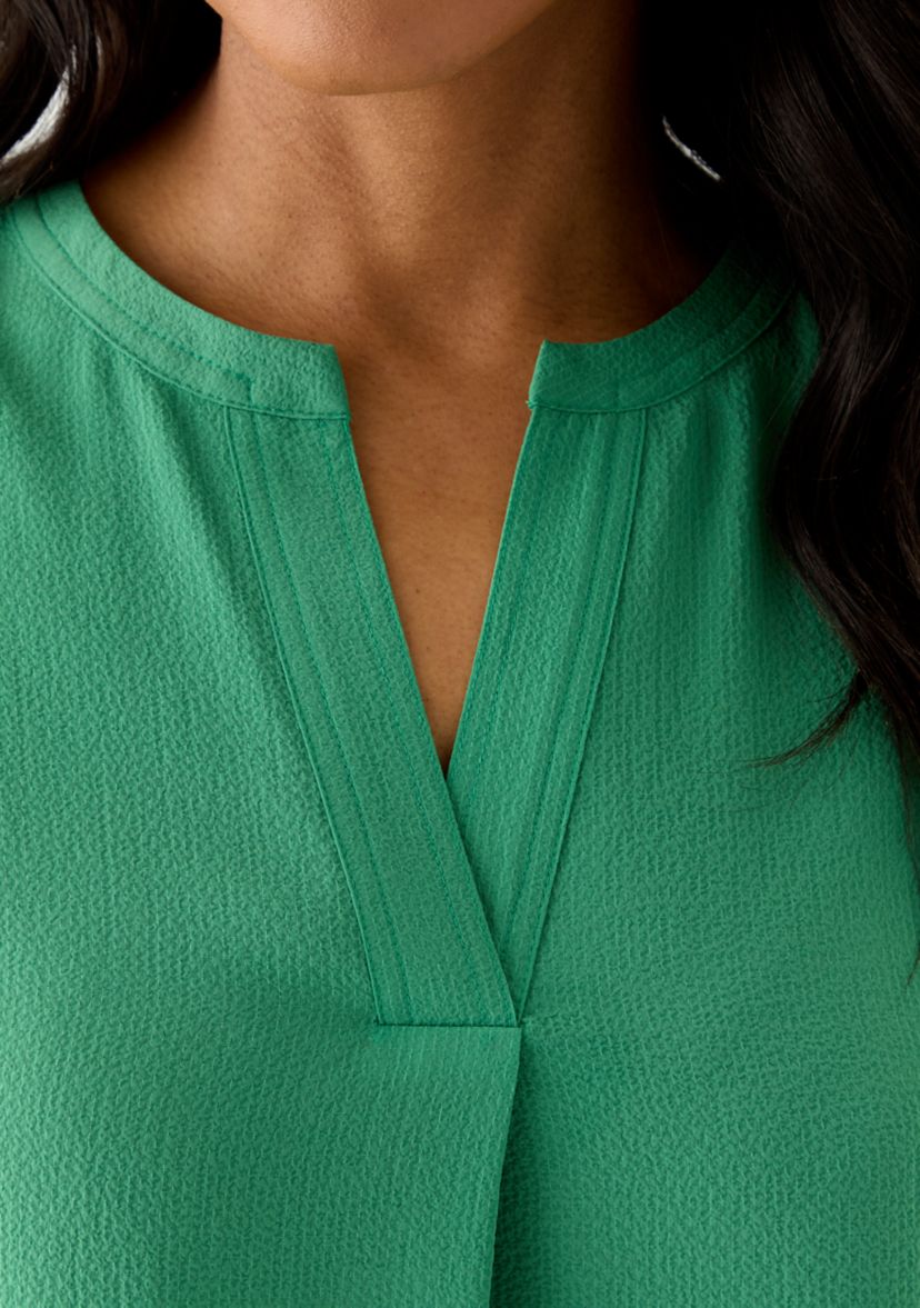 Womens Bubble Chiffon Flutter Sleeve Blouse 
