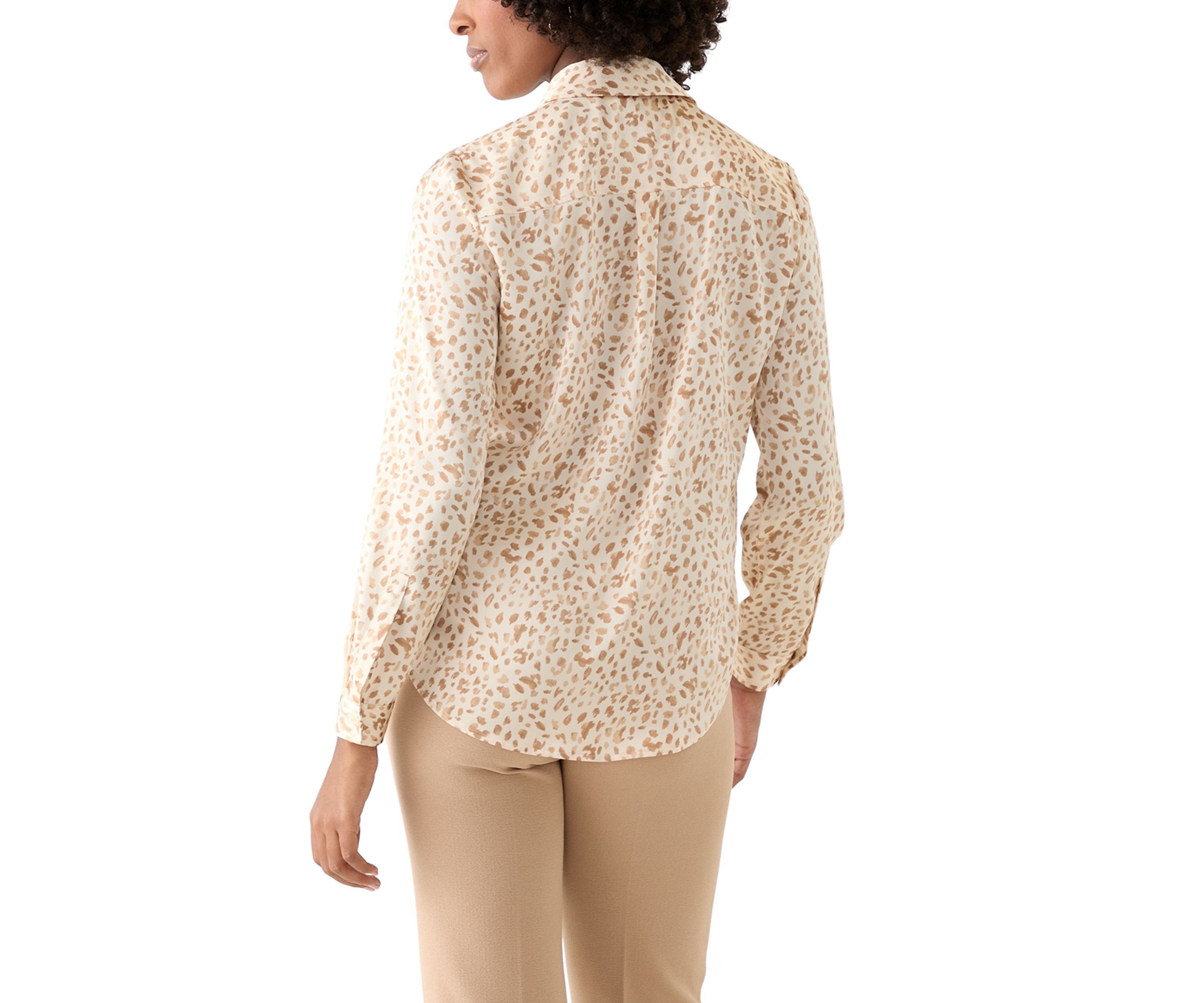 Womens Animal Print Button Front Blouse