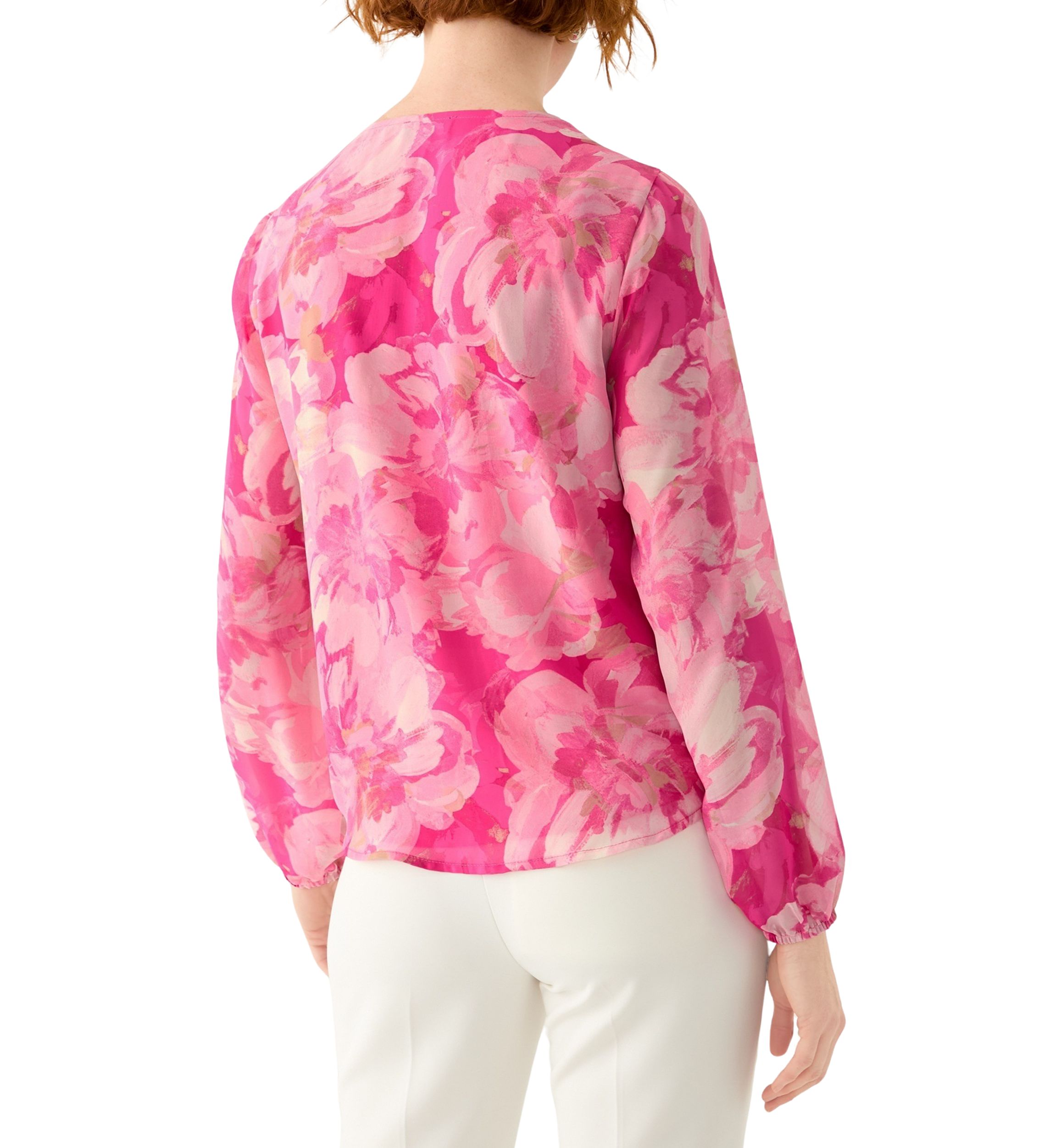 Womens Floral Print Button Front Blouse