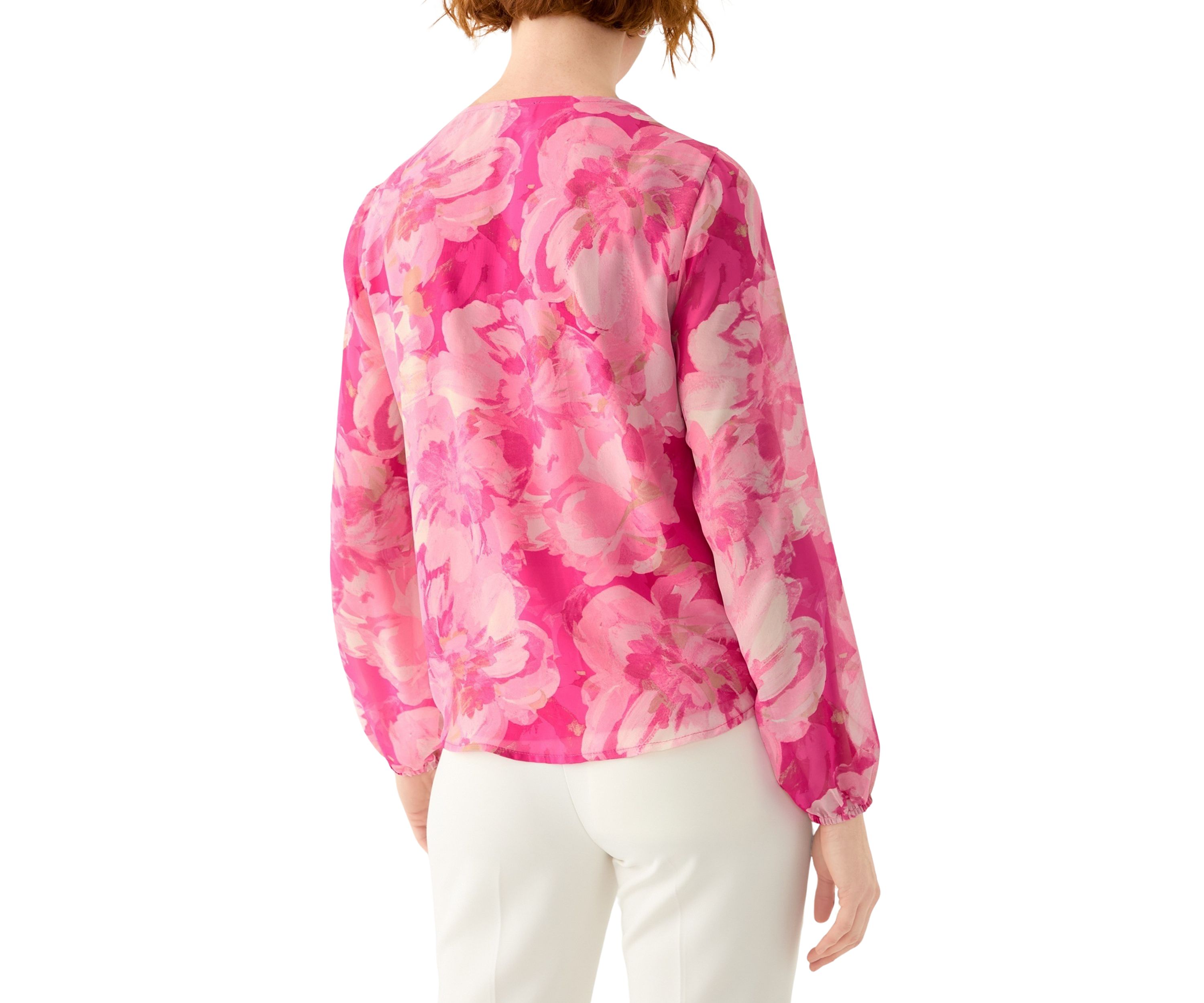 Womens Floral Print Button Front Blouse
