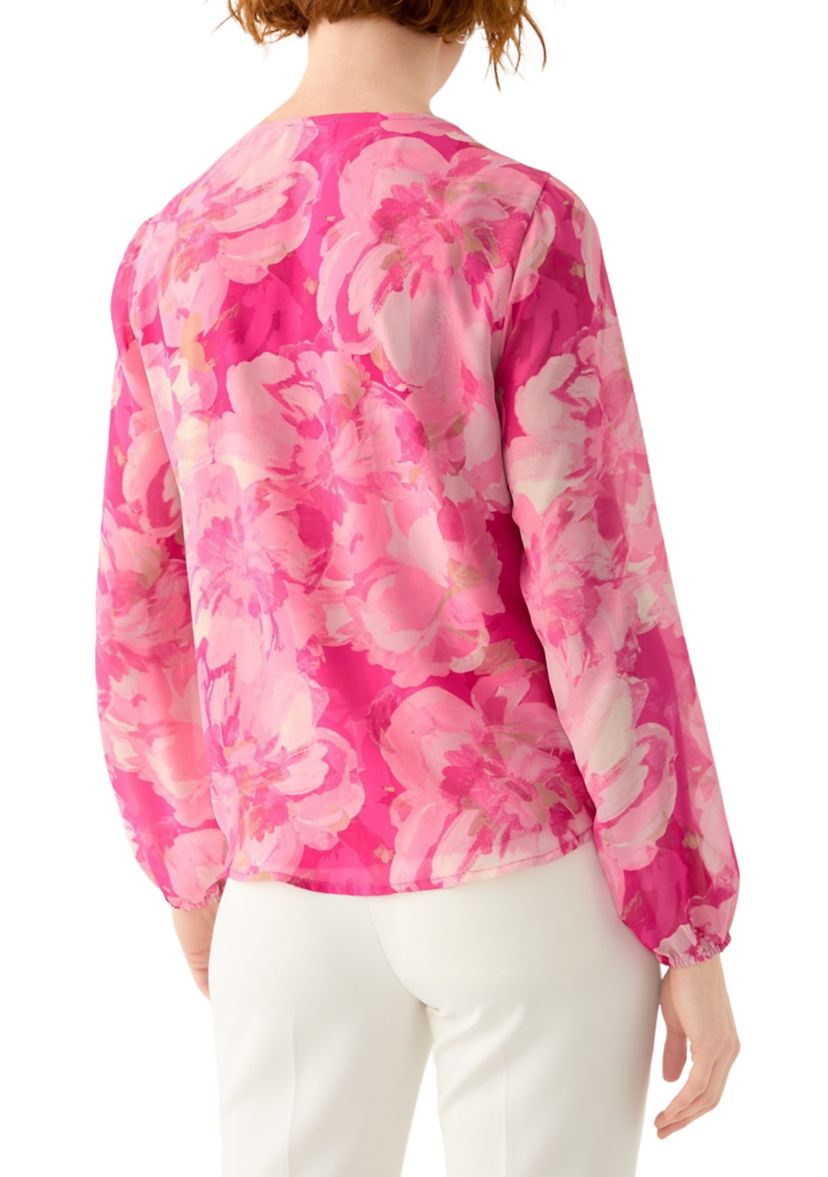 Womens Floral Print Button Front Blouse