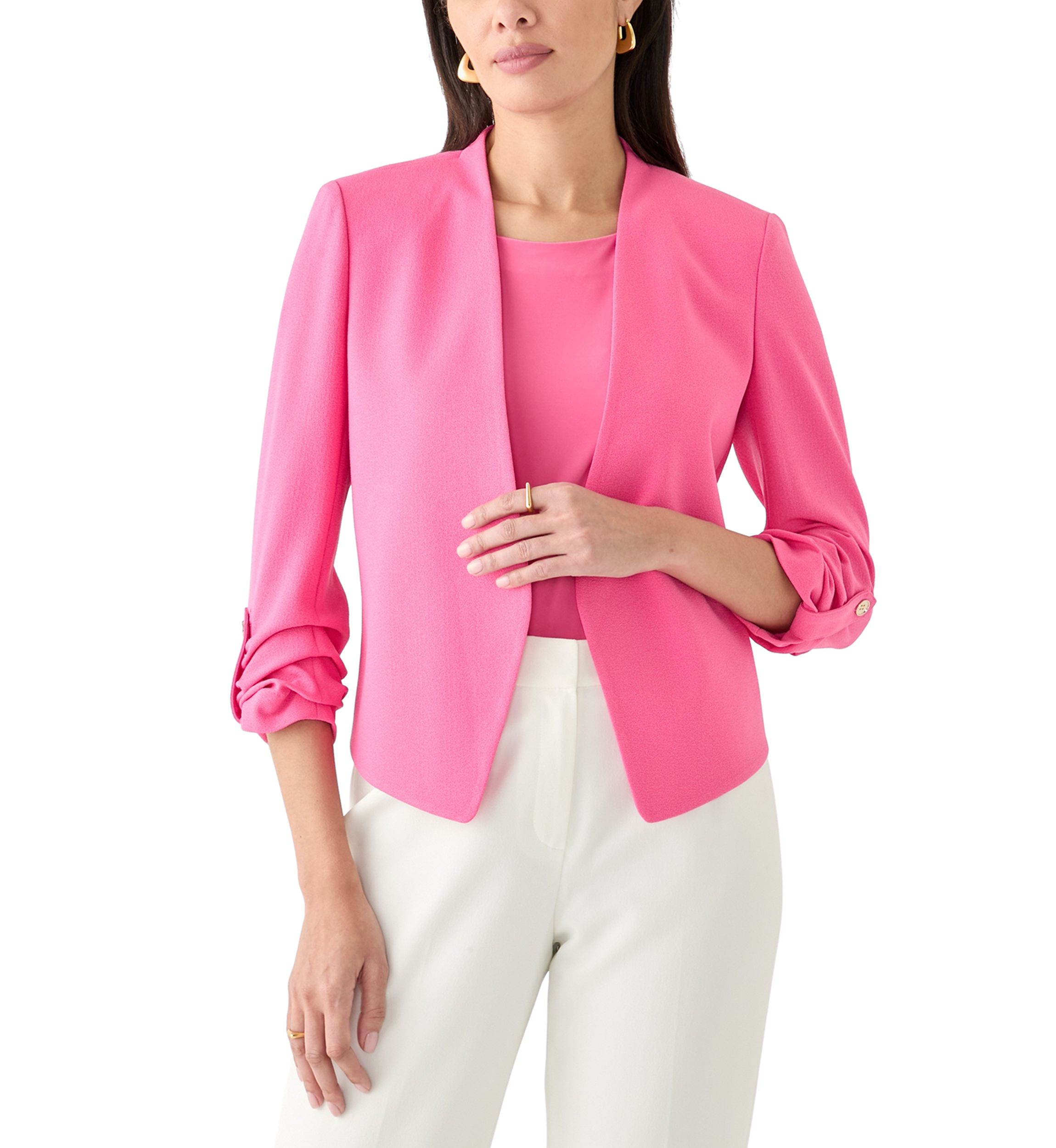 Crepe Scrunch Sleeve Cardigan Jacket