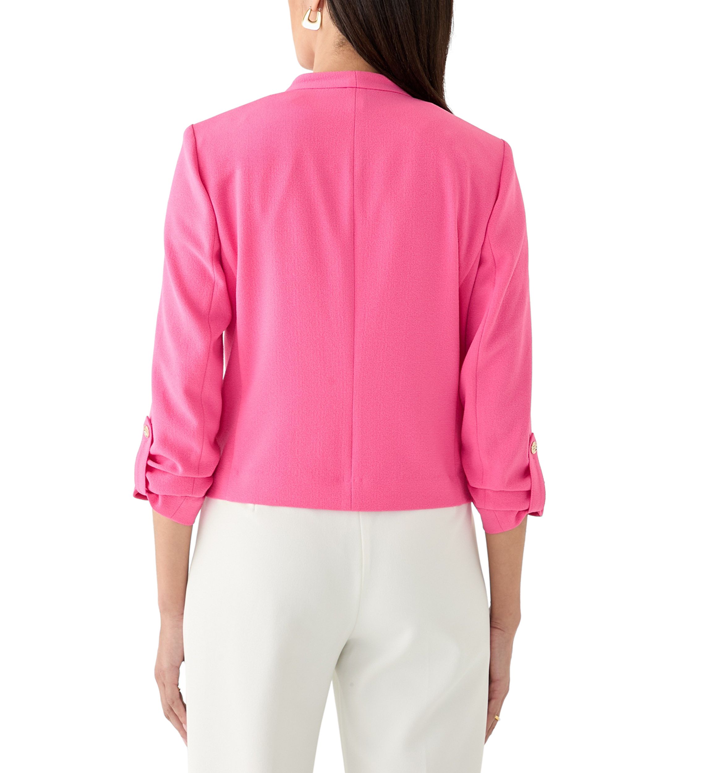 Crepe Scrunch Sleeve Cardigan Jacket
