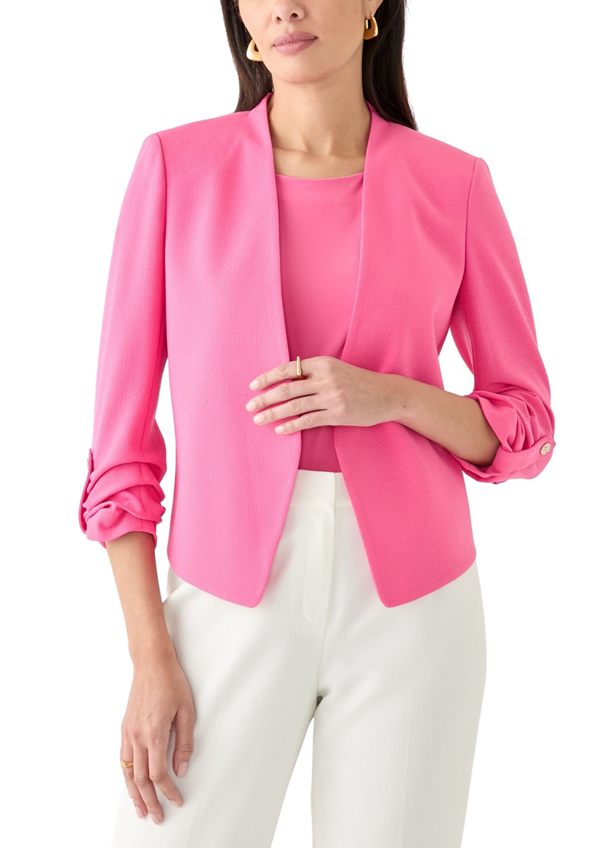 Petite Crepe Scrunch Sleeve Blazer Jacket