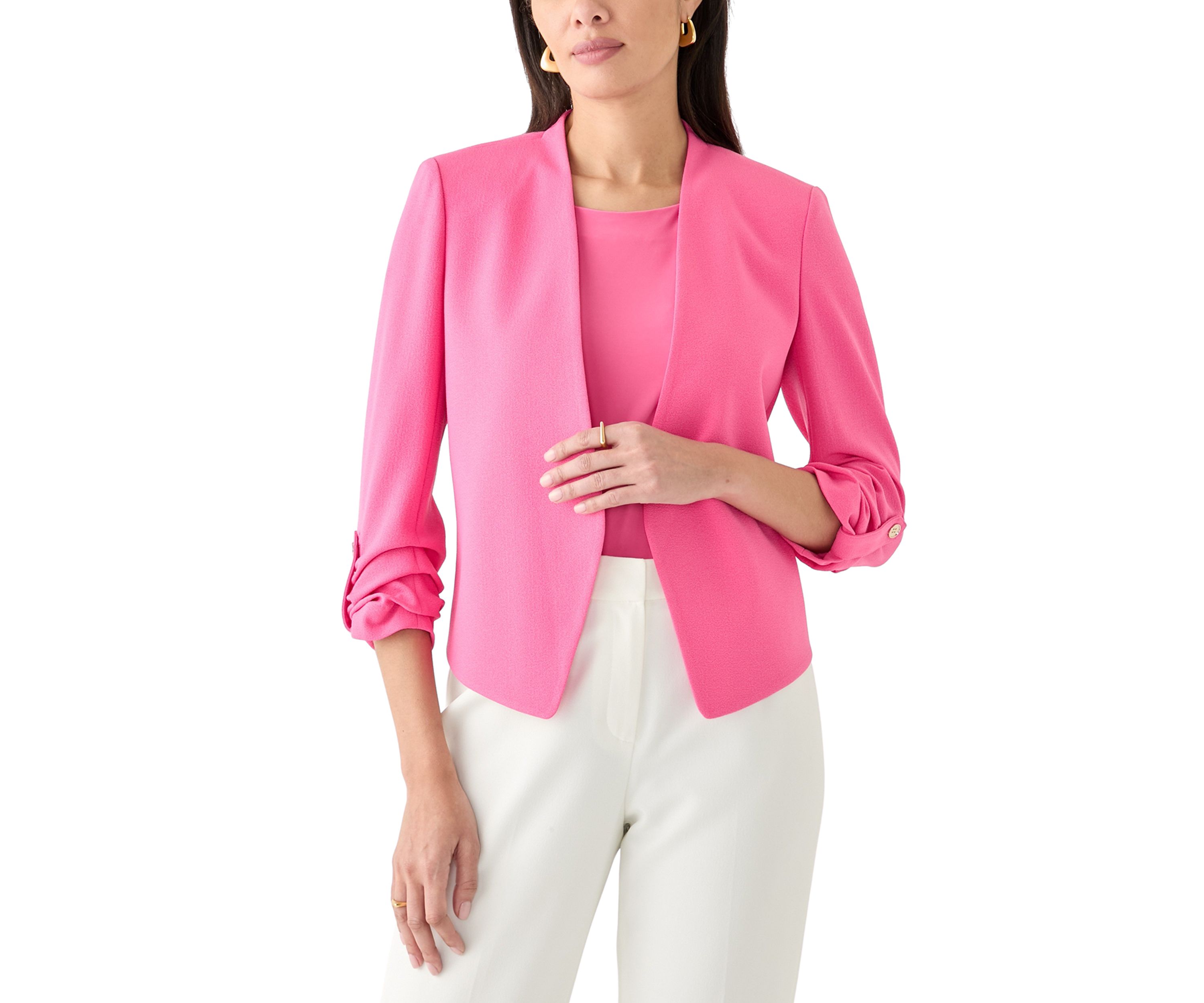 Petite Crepe Scrunch Sleeve Blazer Jacket