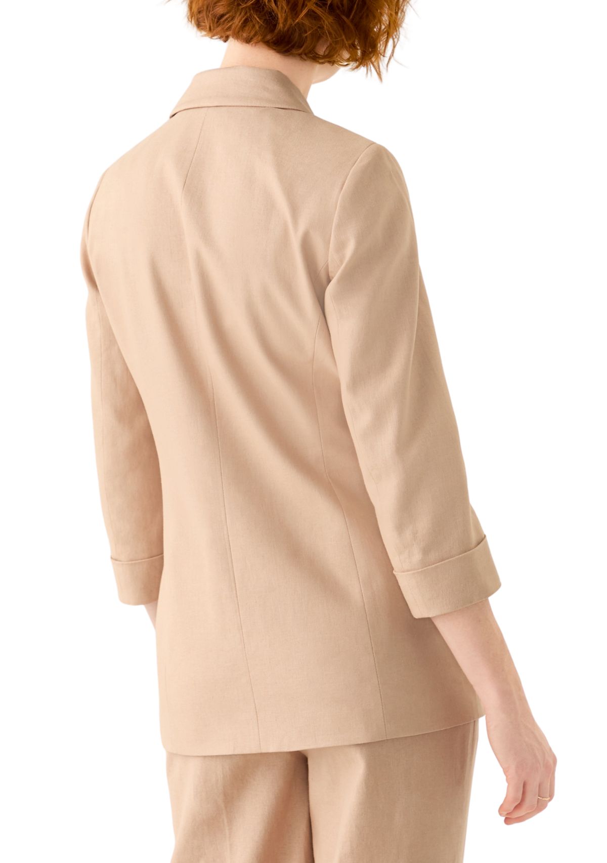 Womens Linen Faux Double Breasted Jacket 