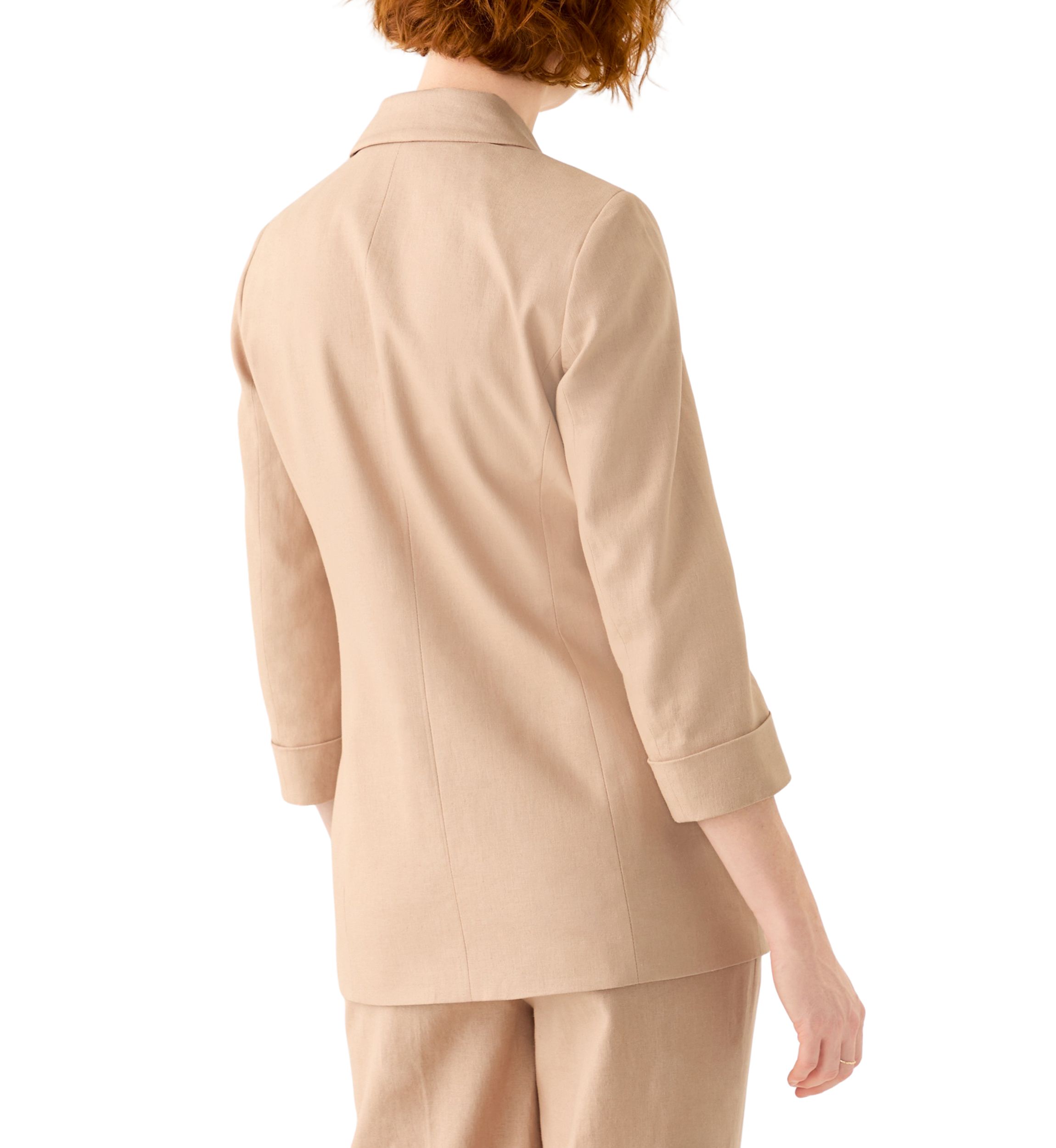 Womens Linen Faux Double Breasted Jacket 