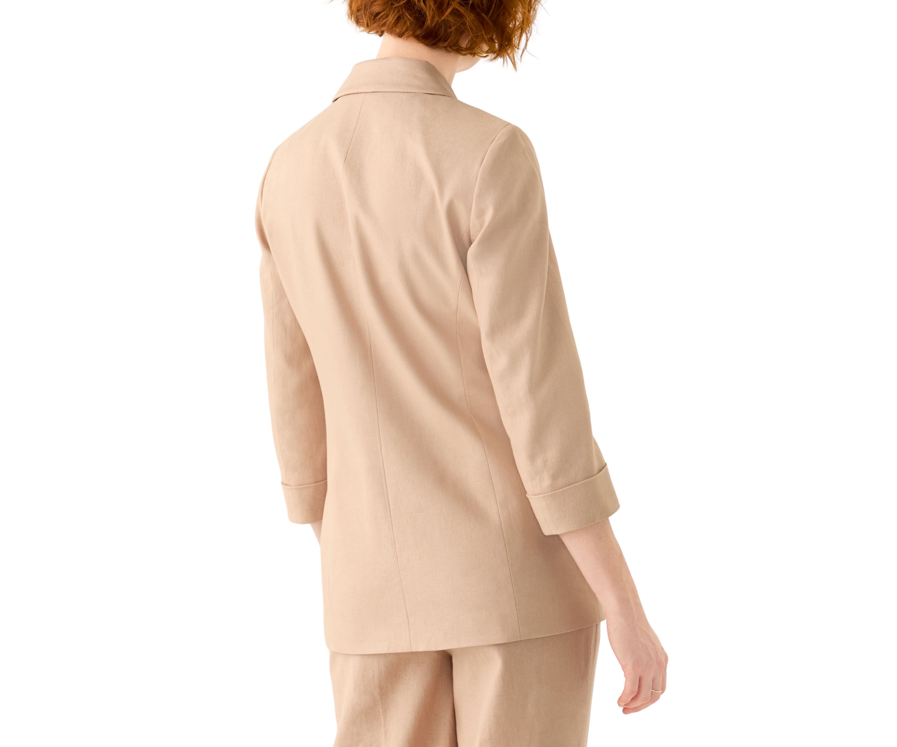 Womens Linen Faux Double Breasted Jacket 