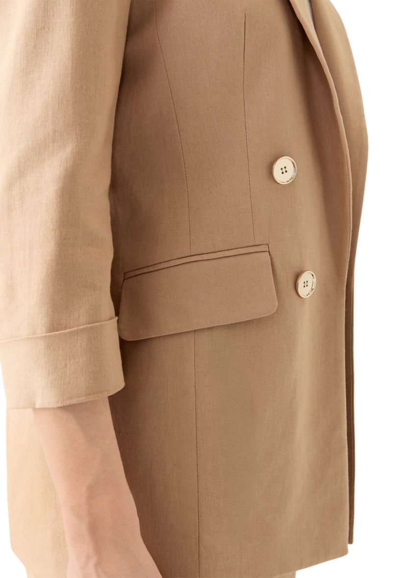 Womens Linen Faux Double Breasted Jacket 