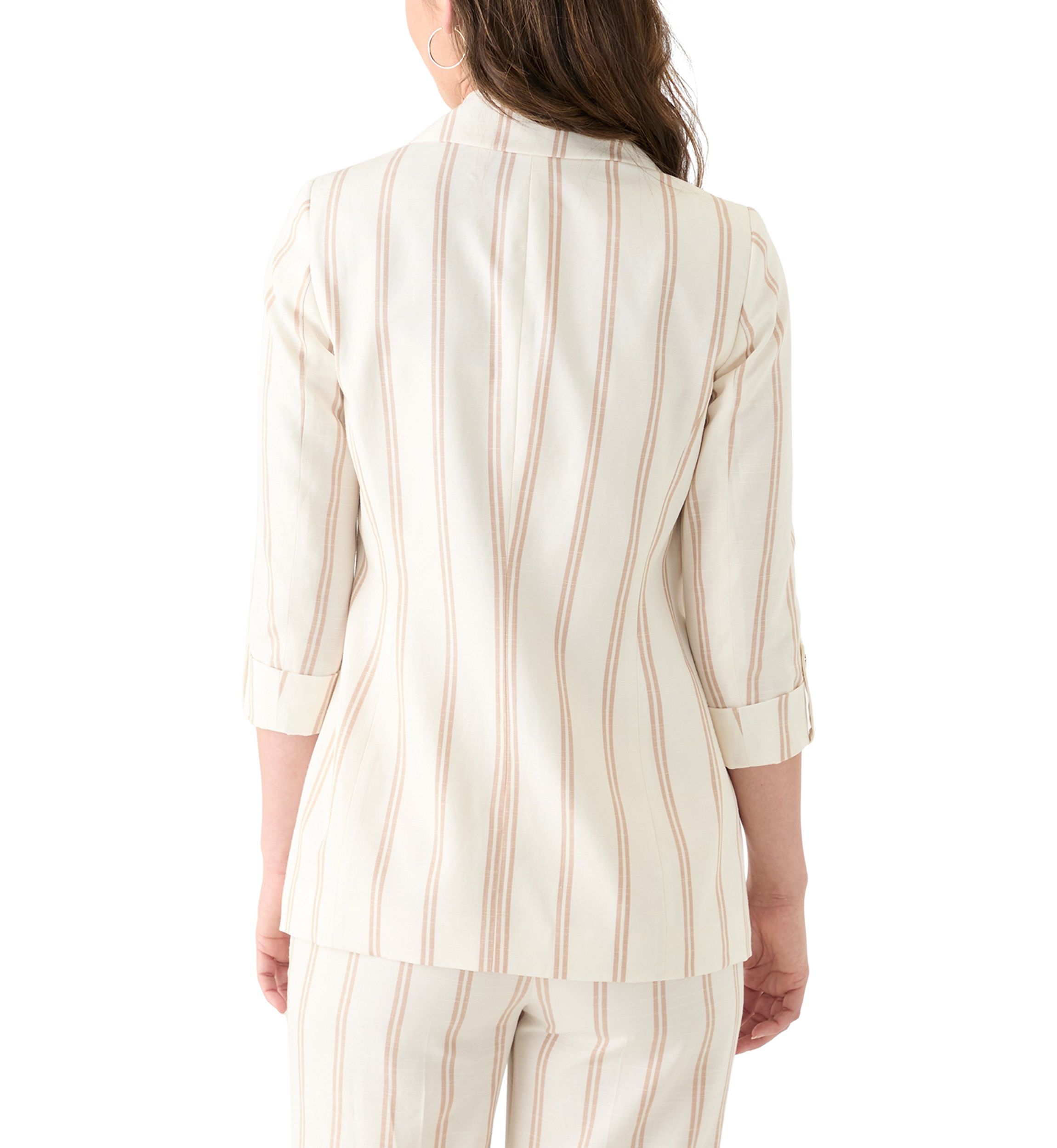 Womens Striped Faux Double Breasted Jacket