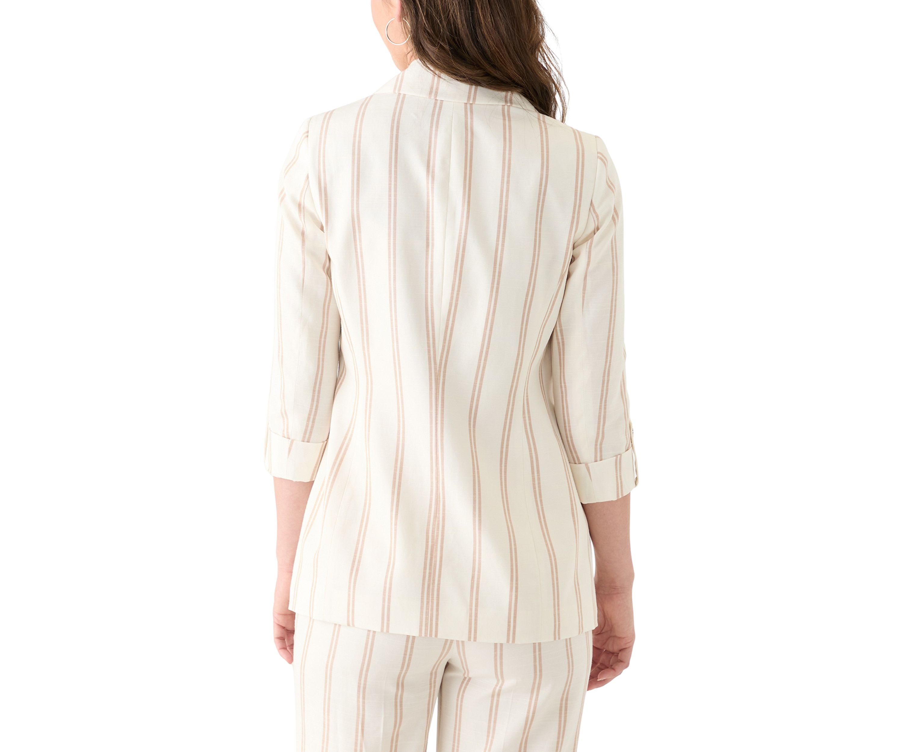Womens Striped Faux Double Breasted Jacket