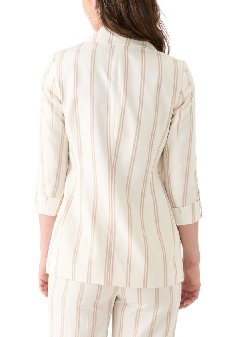 Womens Striped Faux Double Breasted Jacket