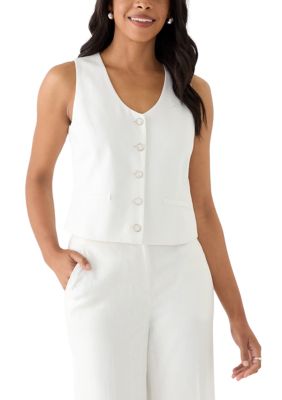 THE LIMITED Women's Linen Vest, White, XXL