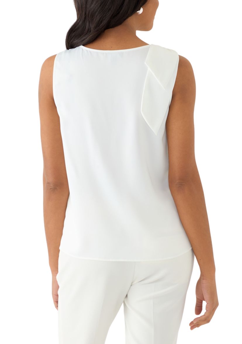 Womens V-Neck Bow DEtail Sleeveless Blouse 