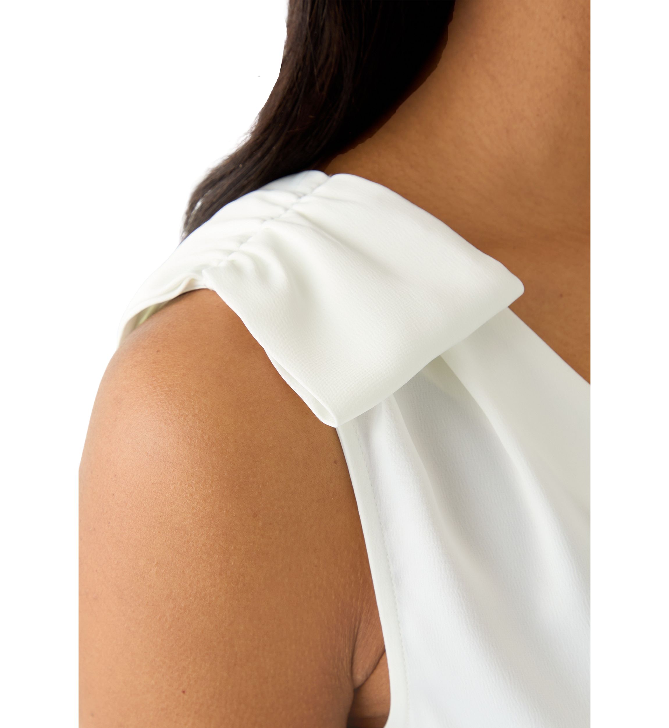 Womens V-Neck Bow DEtail Sleeveless Blouse 