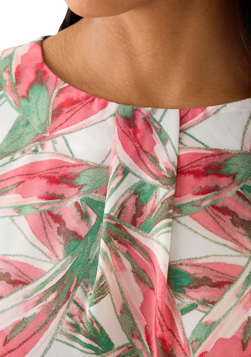 Womens Leaf Print Drop Shoulder Blouse 