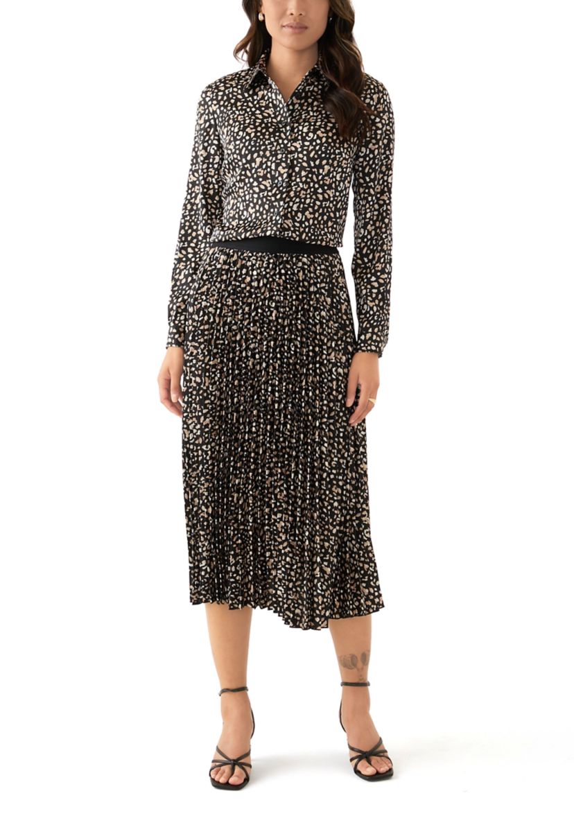 Womens Animal Print Button Up Blouse