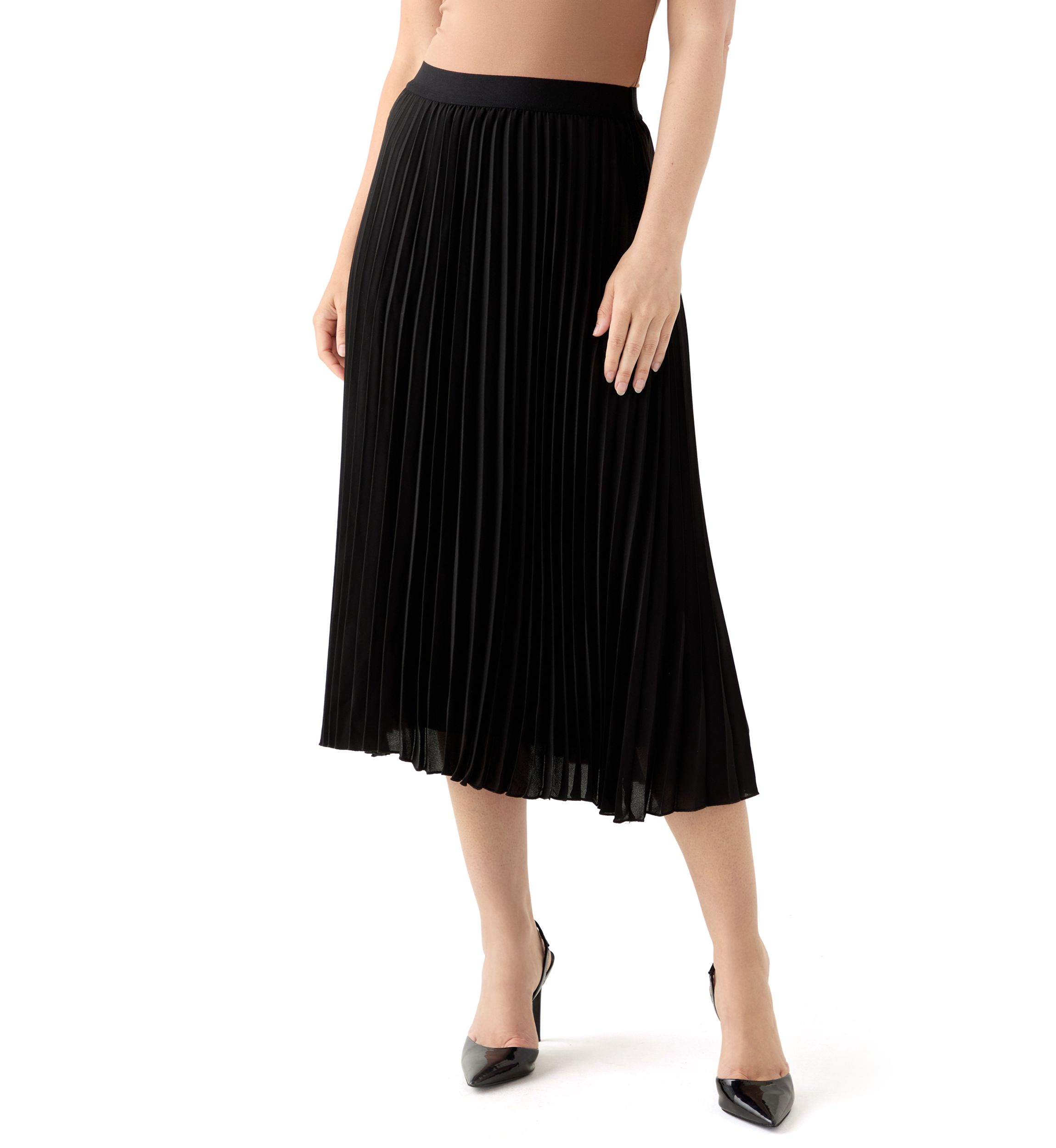 Womens Pull-On Pleated Skirt