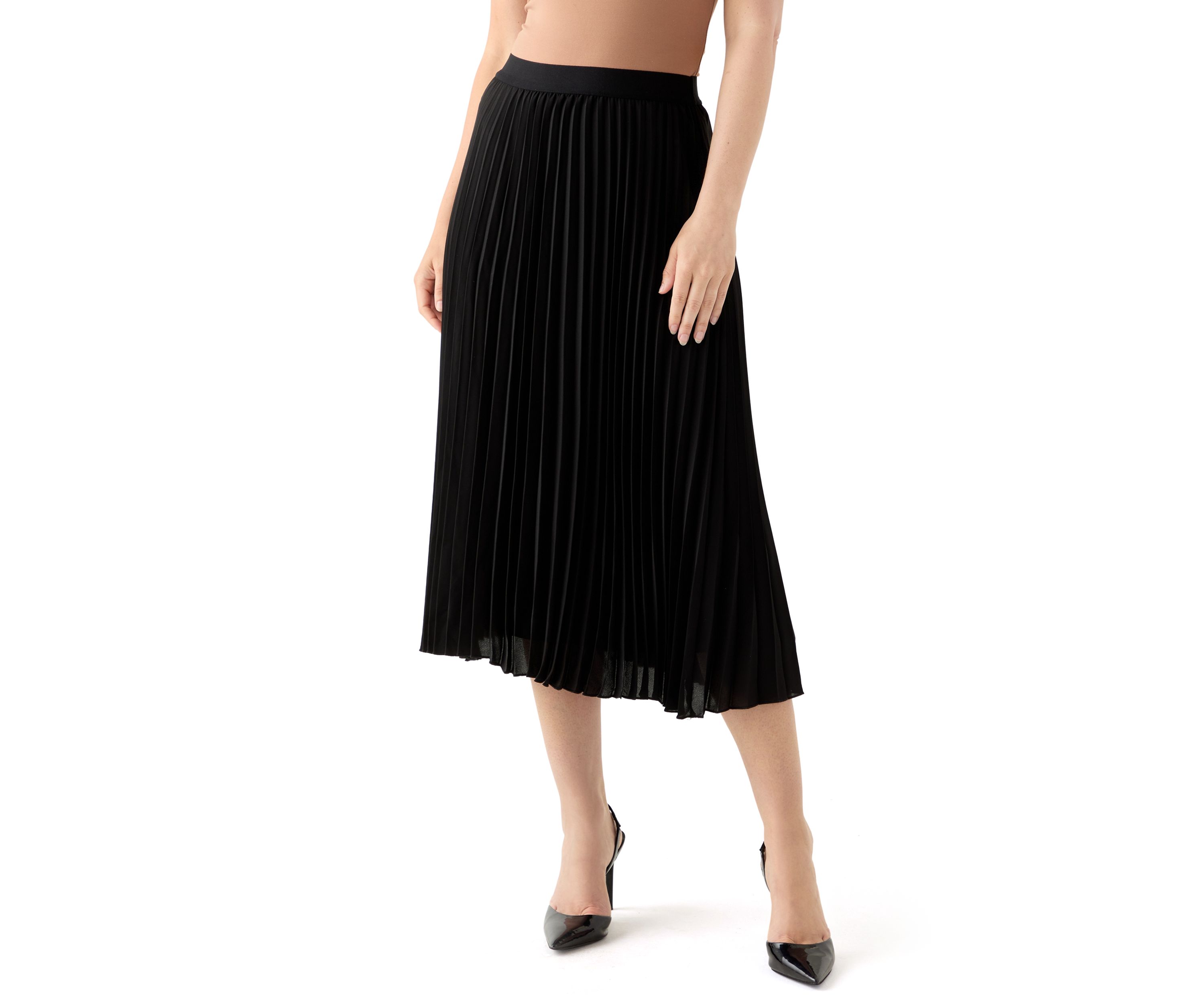 Womens Pull-On Pleated Skirt