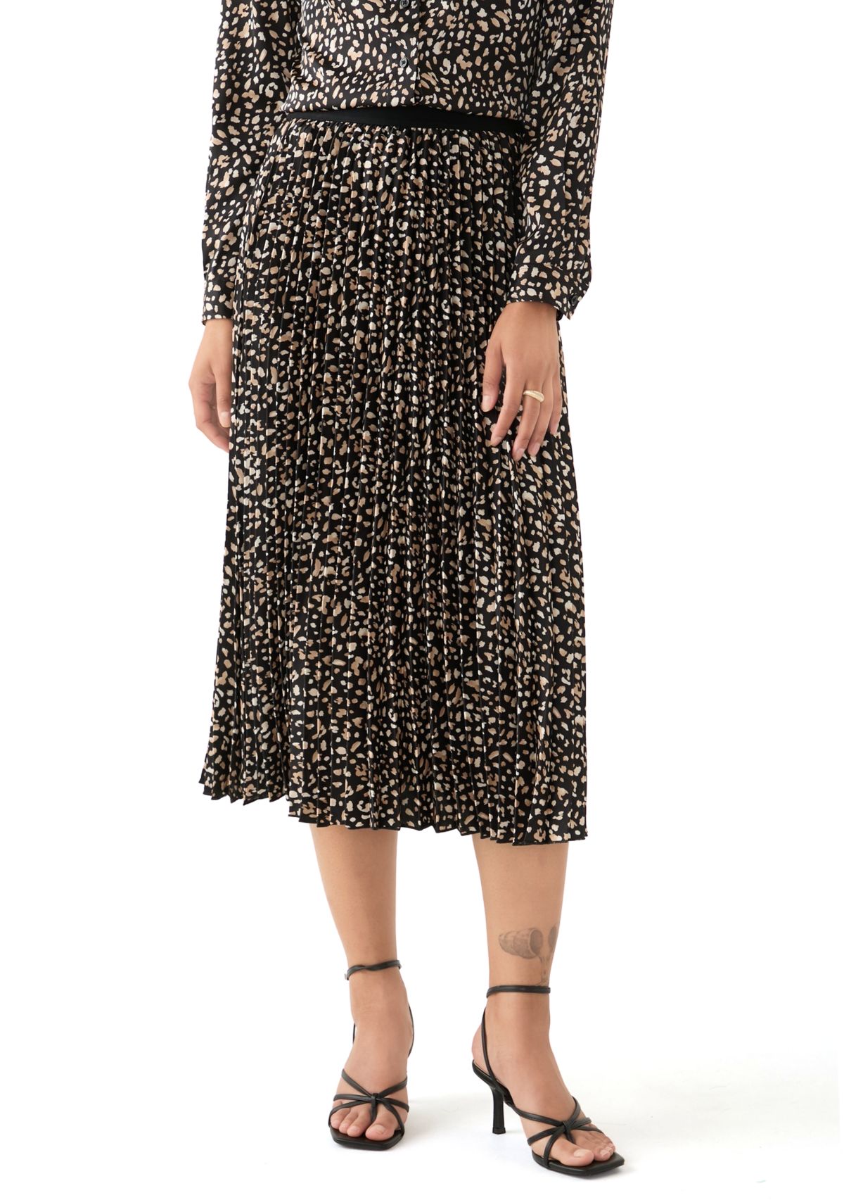 Womens Animal Printed Pleated Skirt 