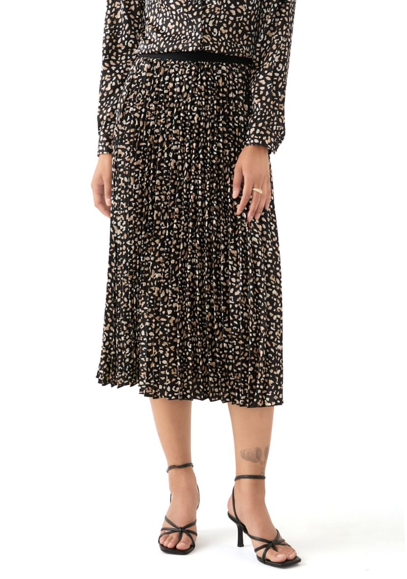 Womens Animal Printed Pleated Skirt 