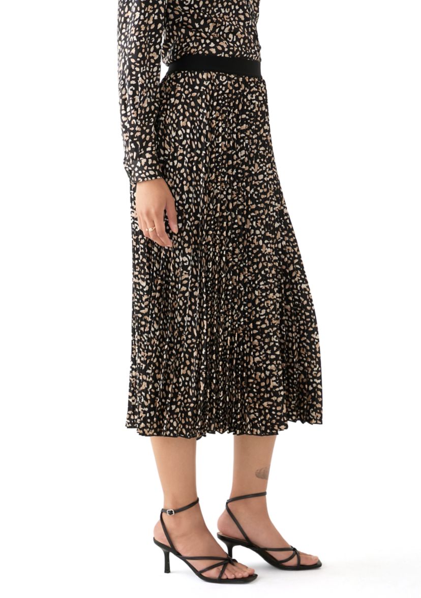 Womens Animal Printed Pleated Skirt 