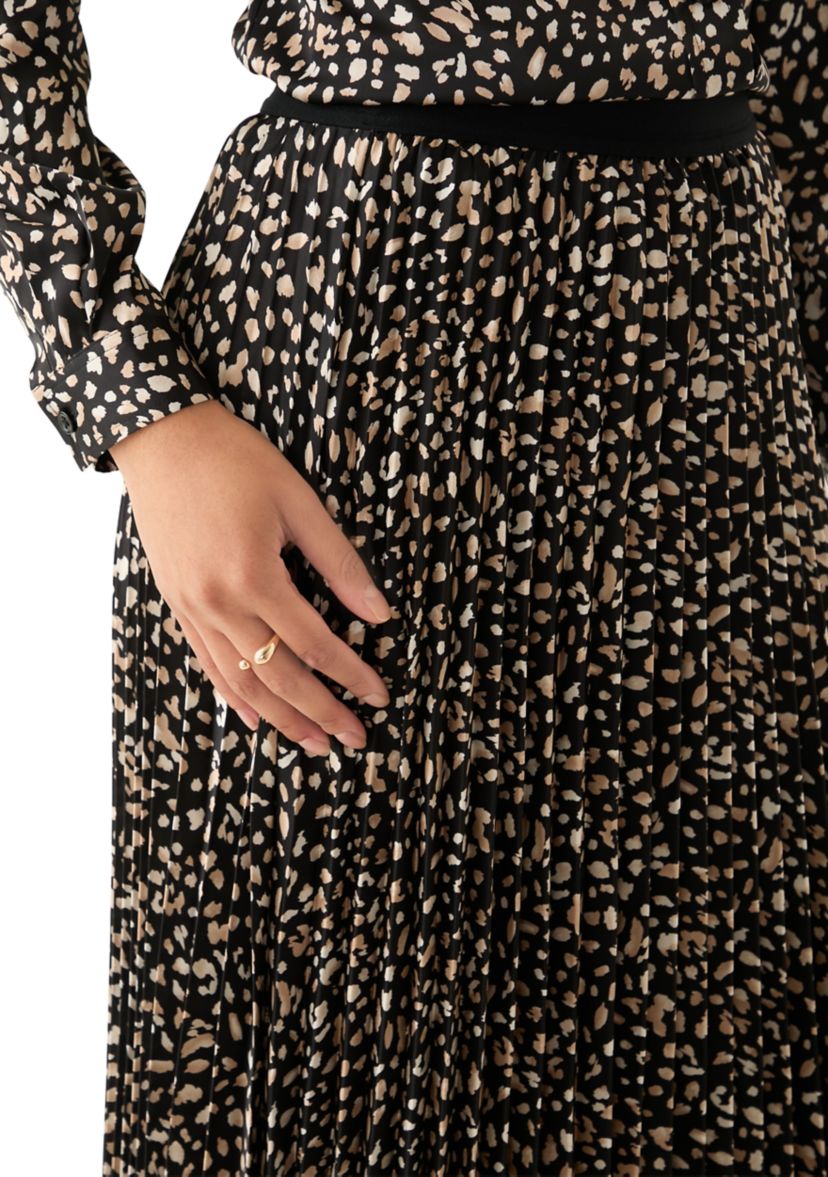 Womens Animal Printed Pleated Skirt 