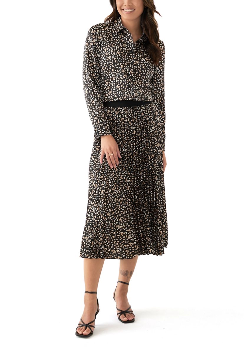 Womens Animal Printed Pleated Skirt 