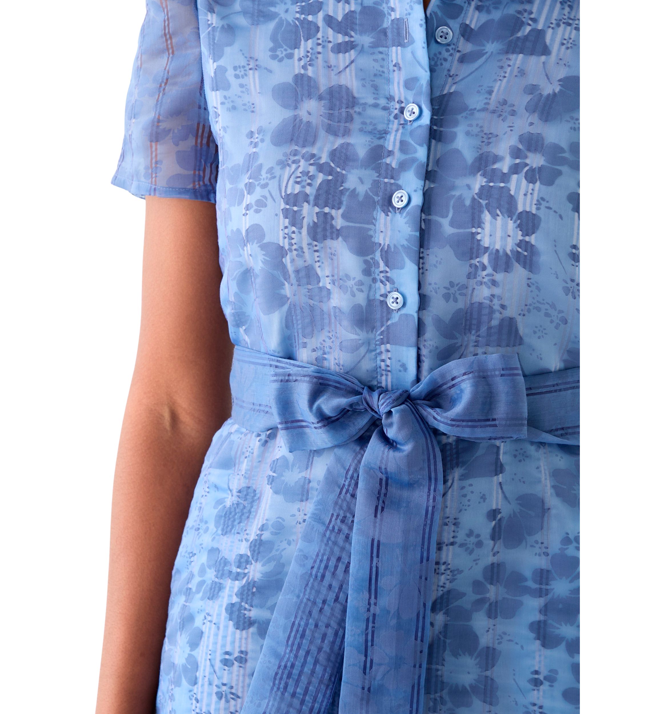 Womens Puff Sleeve Midi Shirt Dress