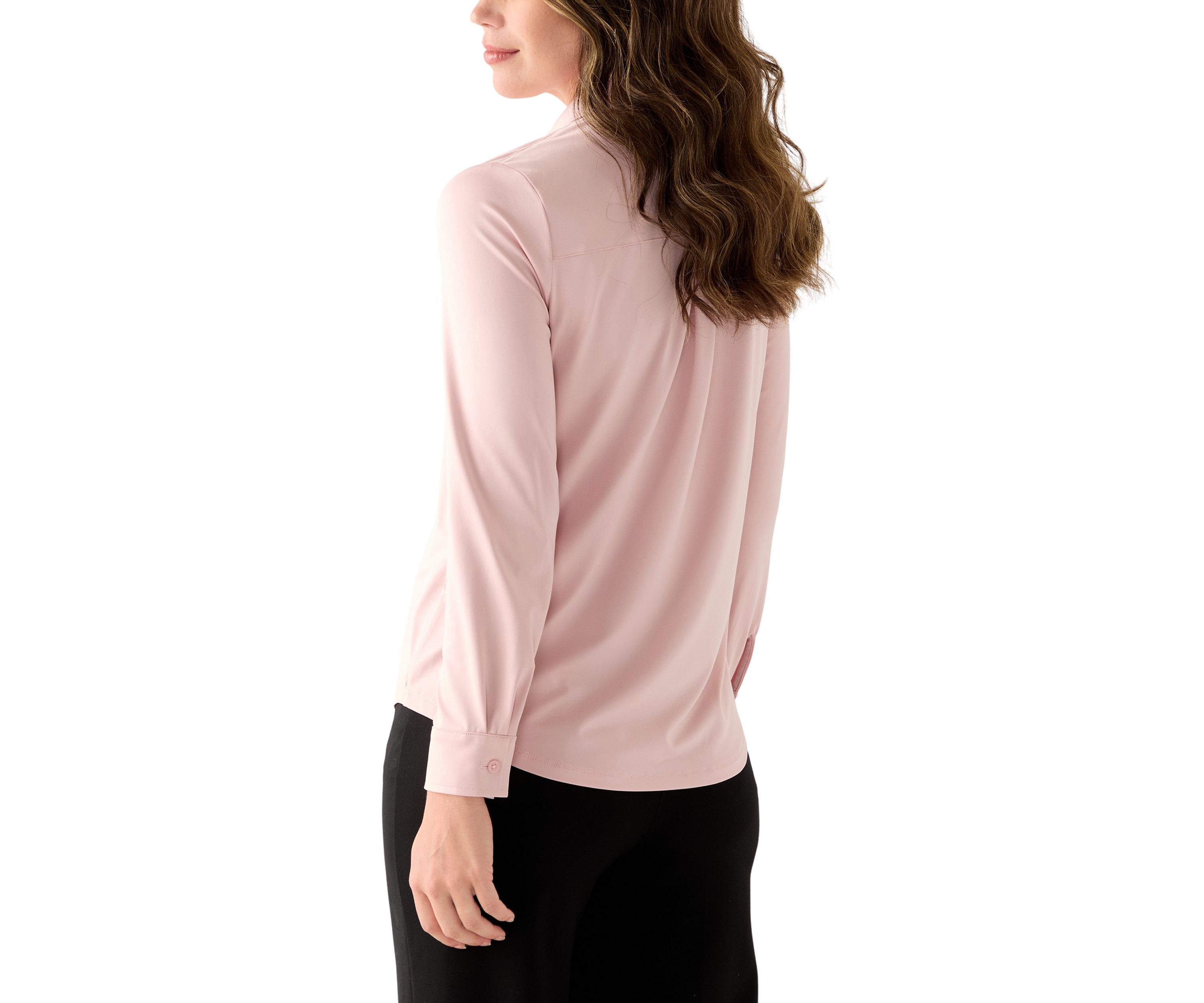 Womens Long Sleeve Button Down Knit Shirt